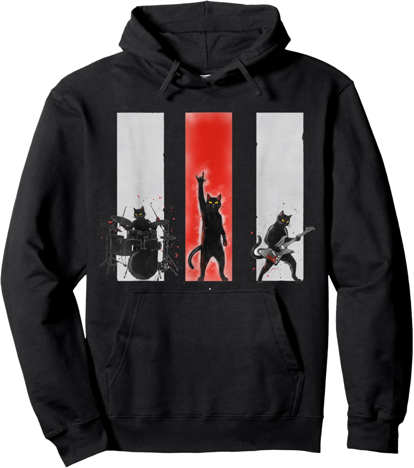 Punk Rock Band Funny Cats Rock and Roll Music Lover Humor Hoodie - Hoodie | Black