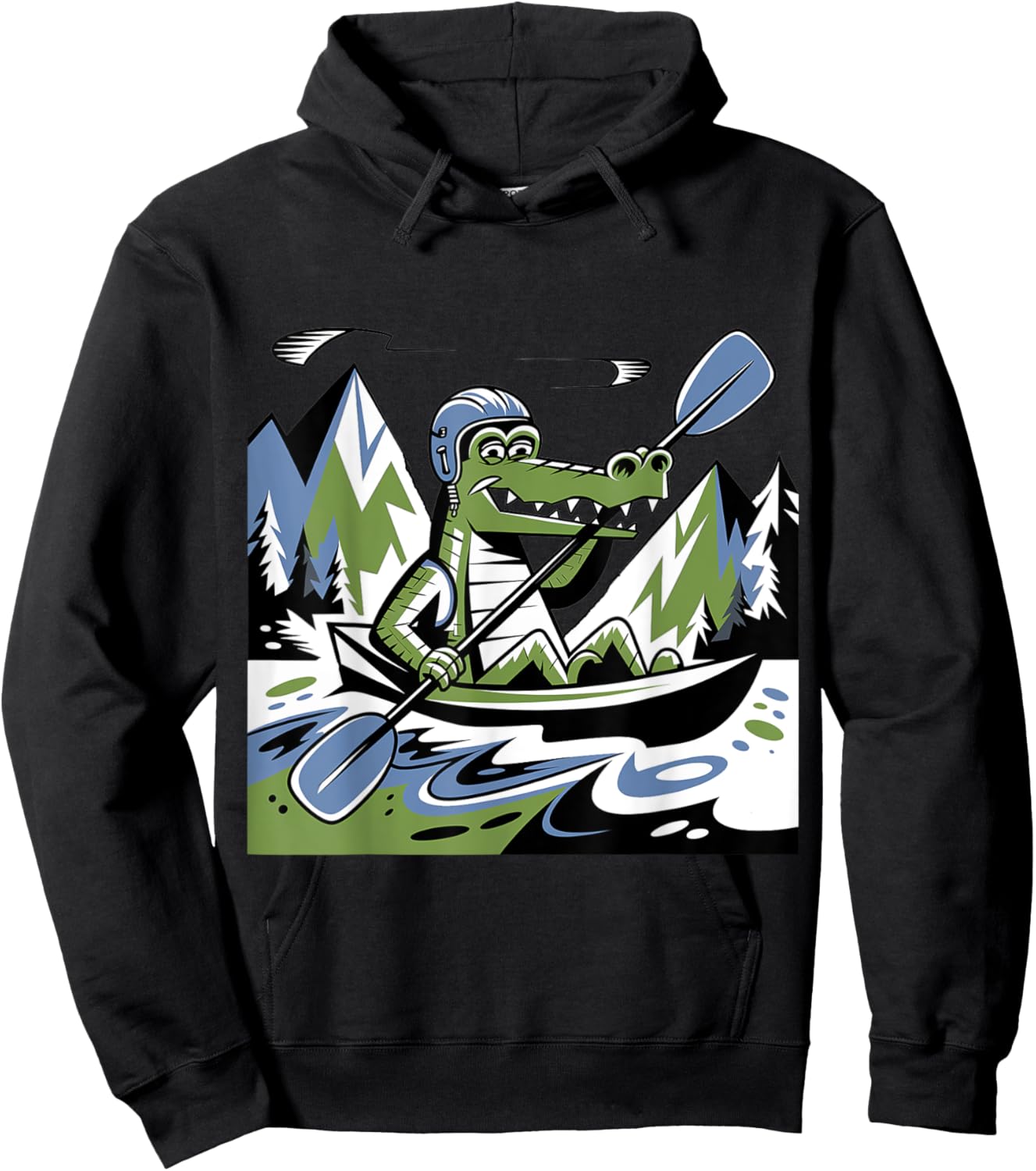 Funny Cool Alligator Kayaking Abstract Hoodie - Hoodie | Black