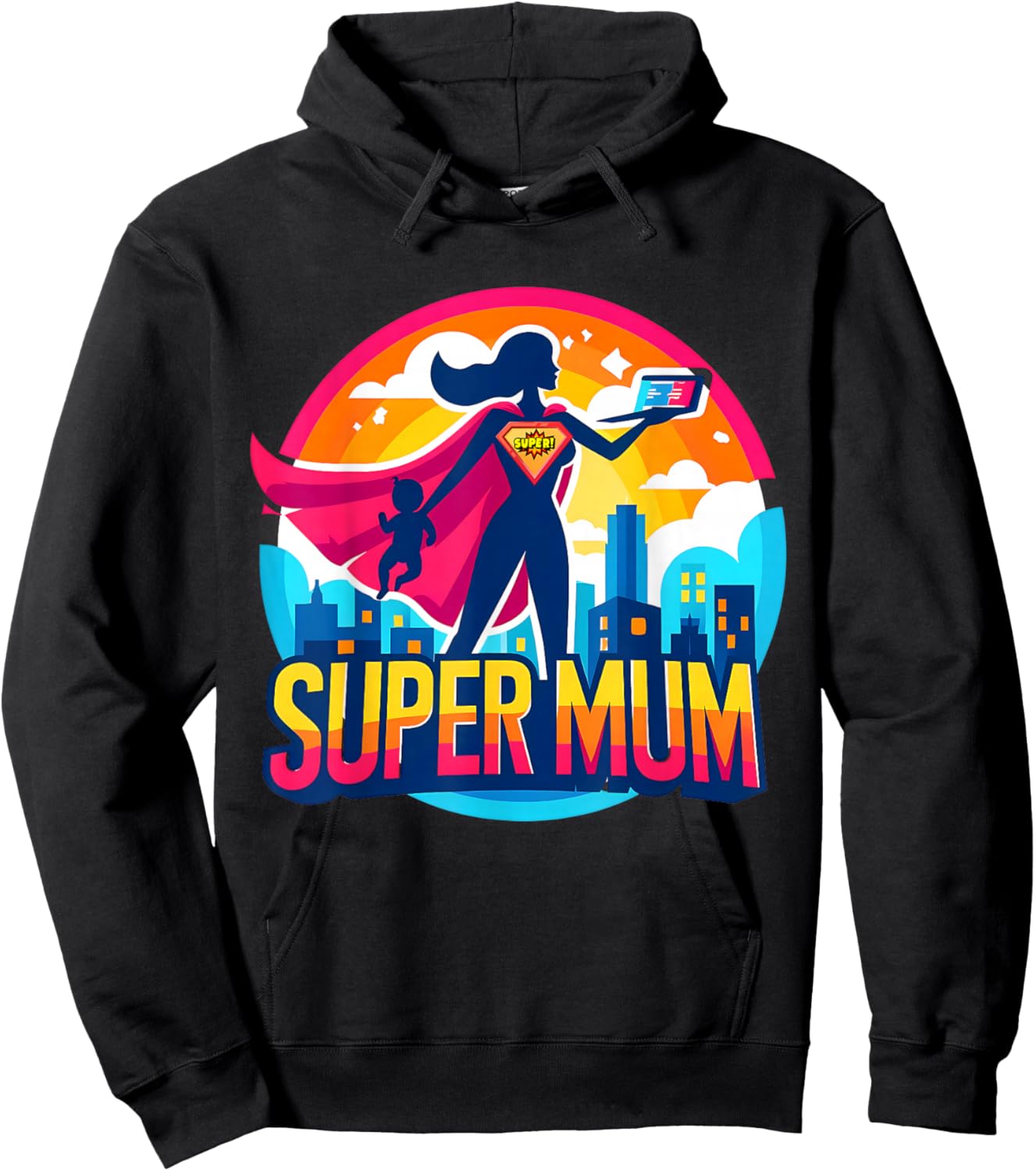 Mutter Super Mom Damen Herzen Geburtstagsgeschenke Hoodie - Hoodie | Black