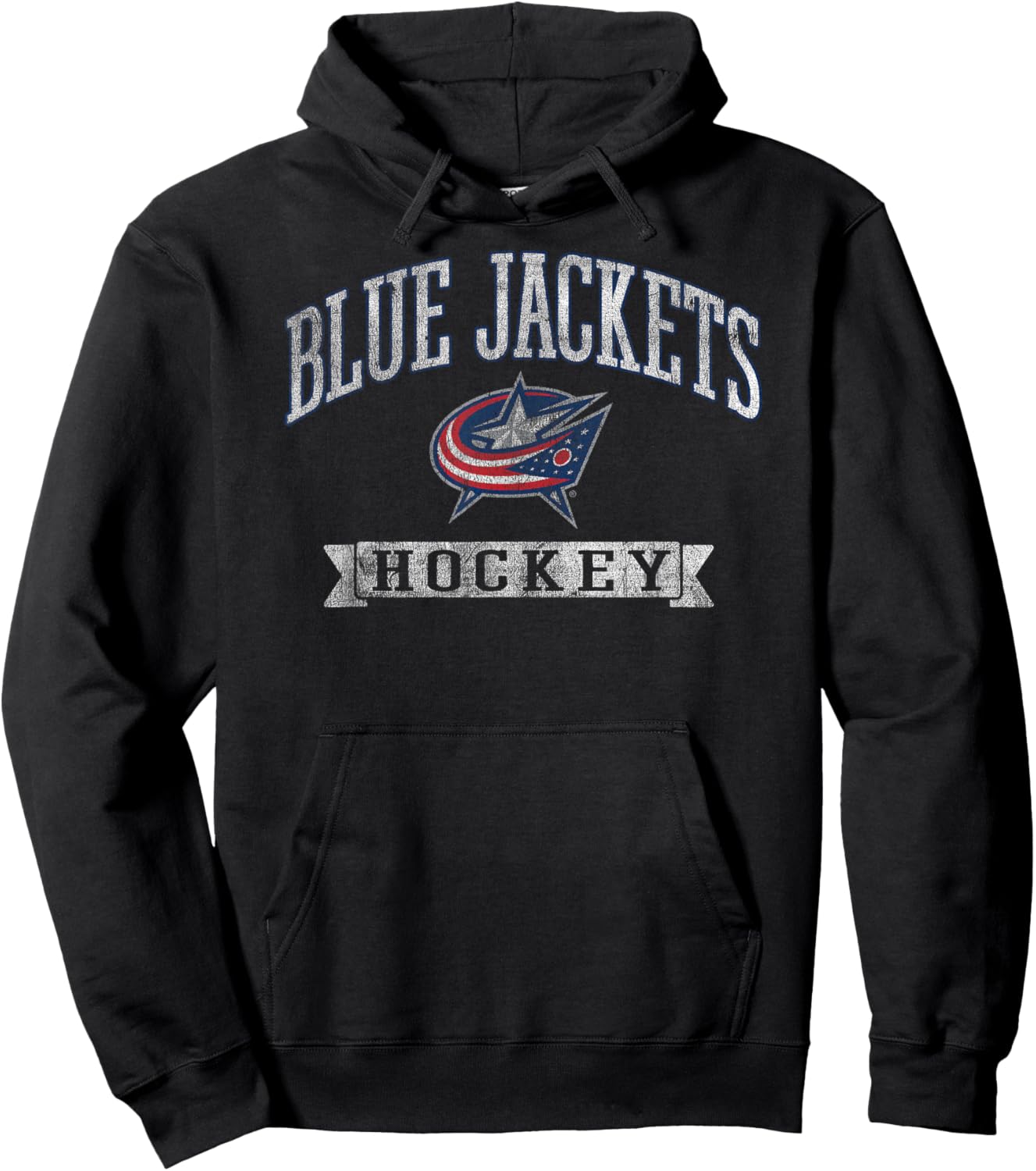 Columbus Blue Jackets Vintage Hockey Dark Heather Licensed Hoodie - Hoodie | Black