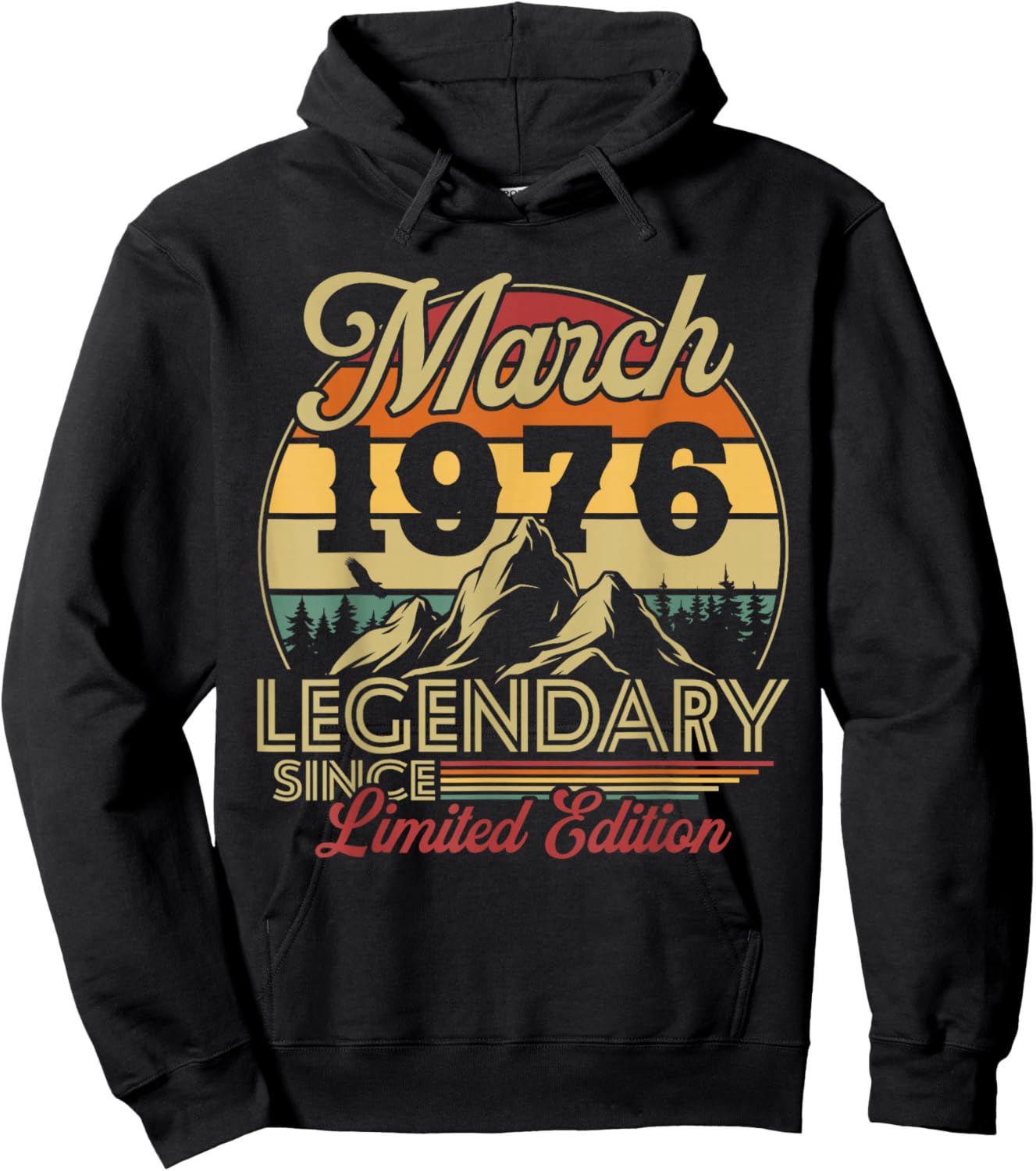 Vintage 50th Birthday Gift Born in March 1976 Hoodie - Hoodie | Black