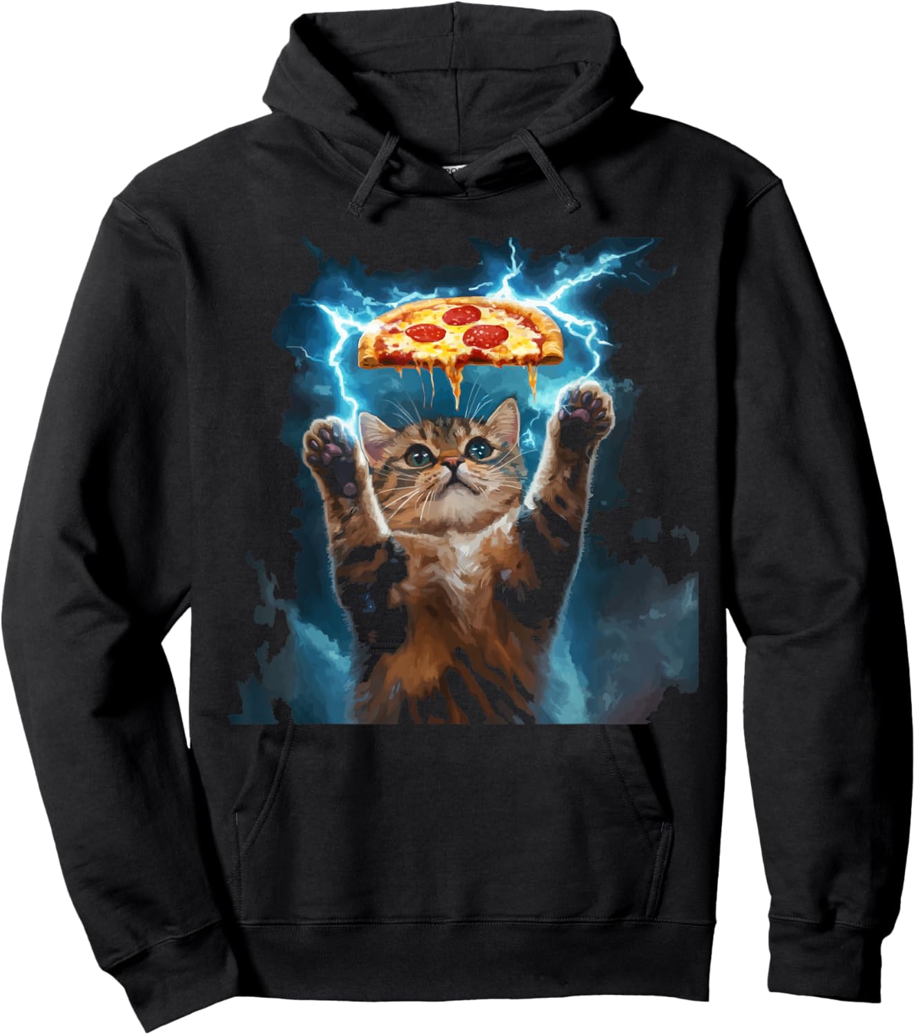 Pizza Cat Kitty Meow Animal Pet Pizzeria Italian Food Women Kids Hoodie - Hoodie | Black