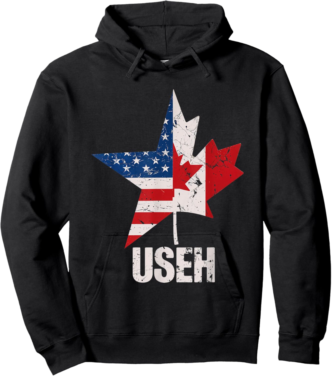 USEH Canada USA Flag Maple Leaf American Canadian Hoodie - Hoodie | Black