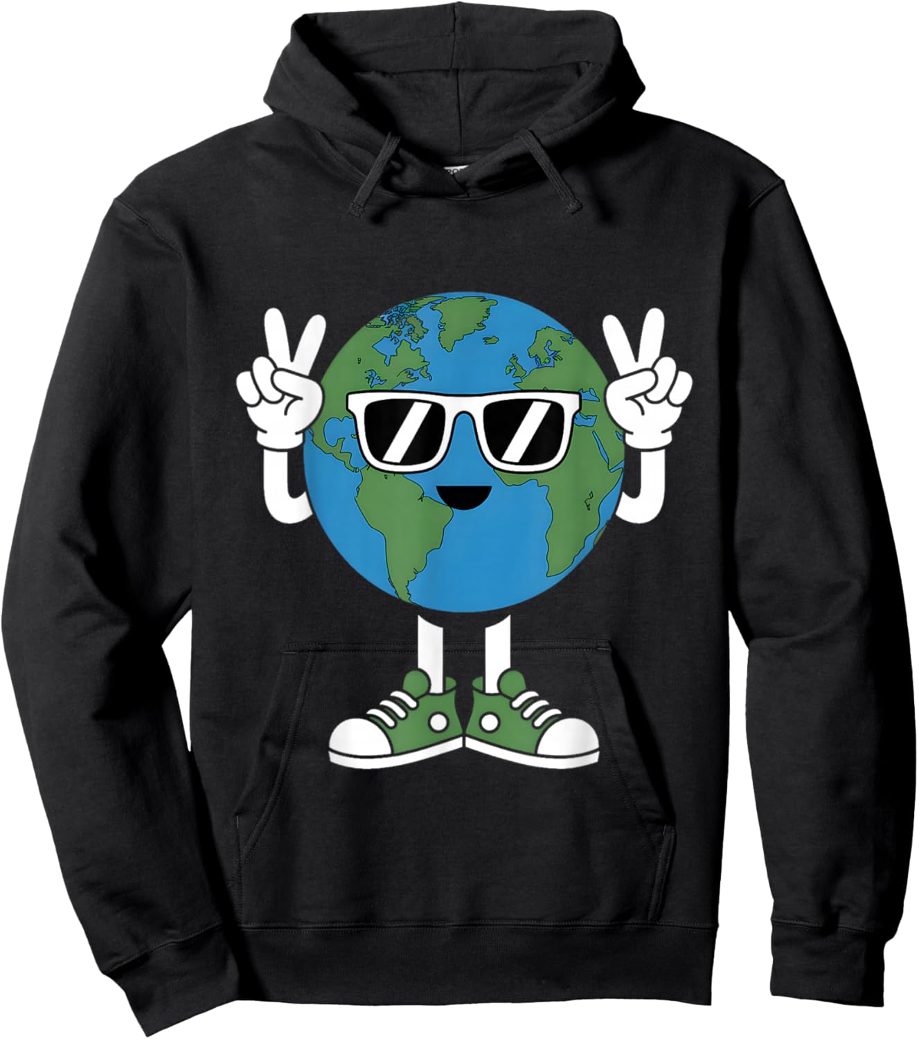 Funny Earth Day Planet Peace Hand Boys Girls Kids Toddlers Hoodie - Hoodie | Black