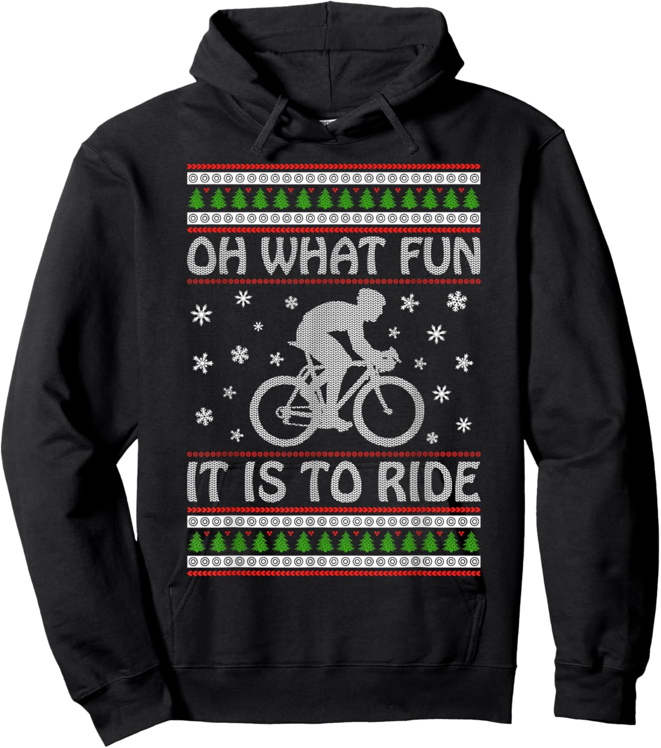 Oh What Fun It Is To Ride a Bicycle Ugly Christmas Sweater Hoodie - Hoodie | Black