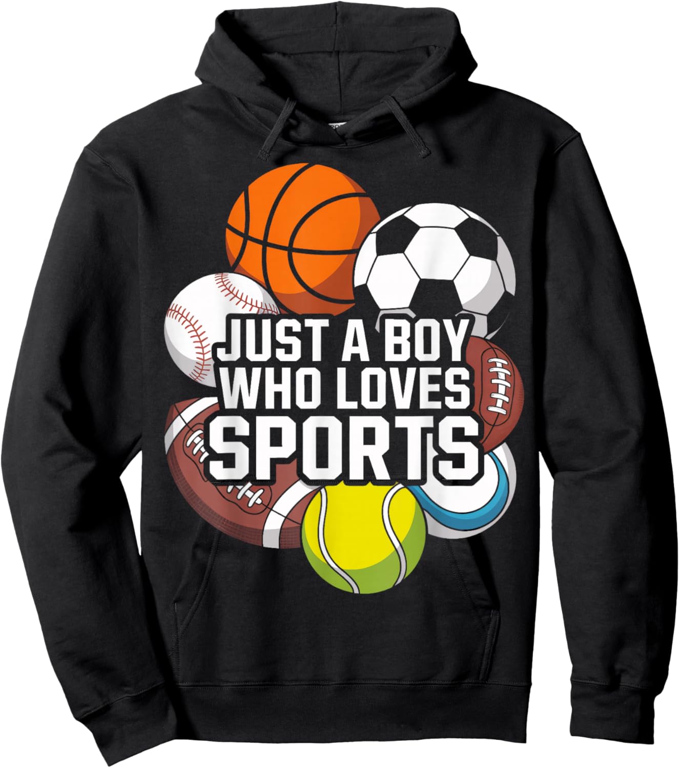 Just A Boy Who Loves Sports for Athletic Boys Team Hoodie - Hoodie | Black