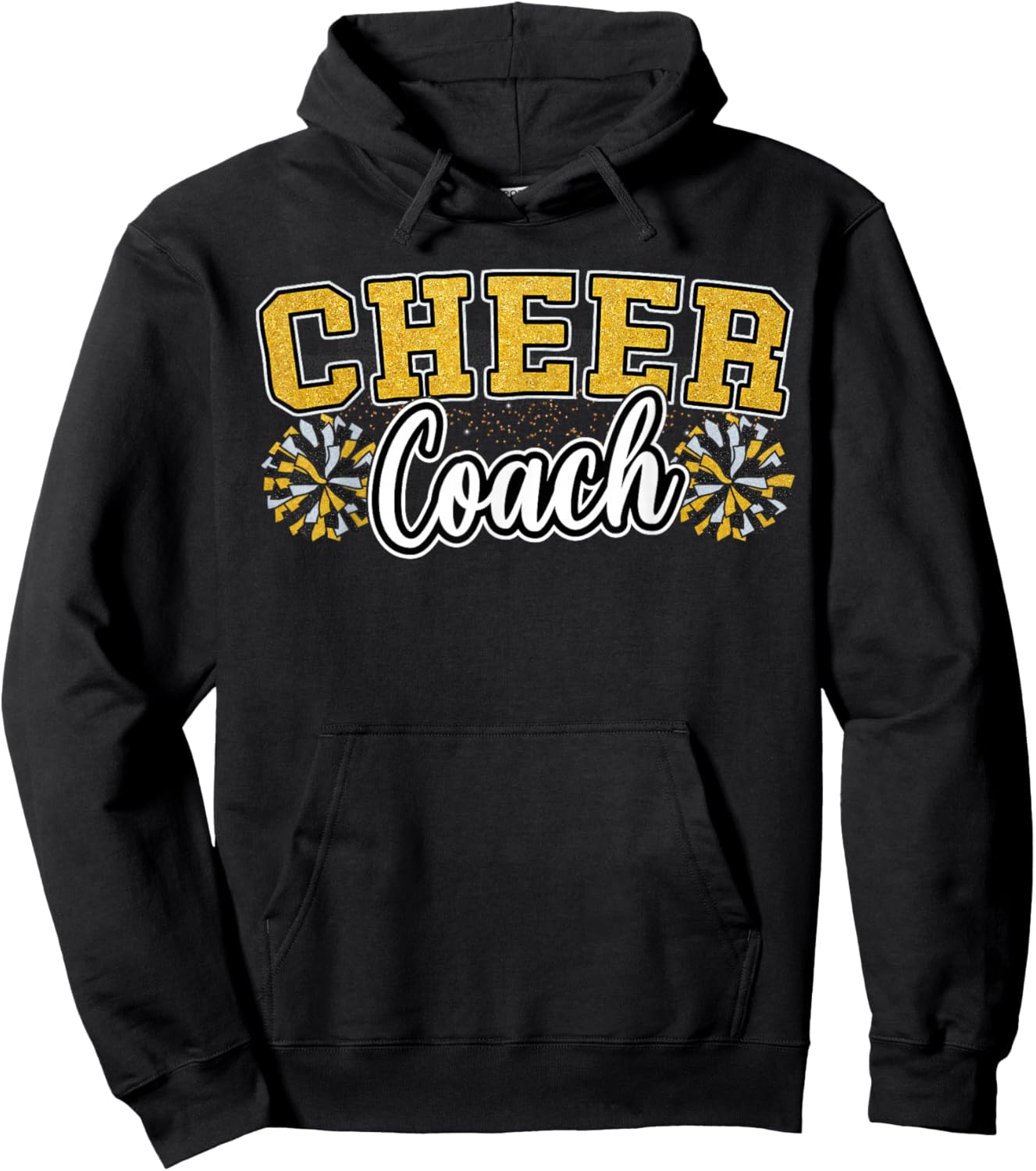 Loud Proud Cheer Coach Yellow Pom Poms Cheerleader Women Hoodie - Hoodie | Black