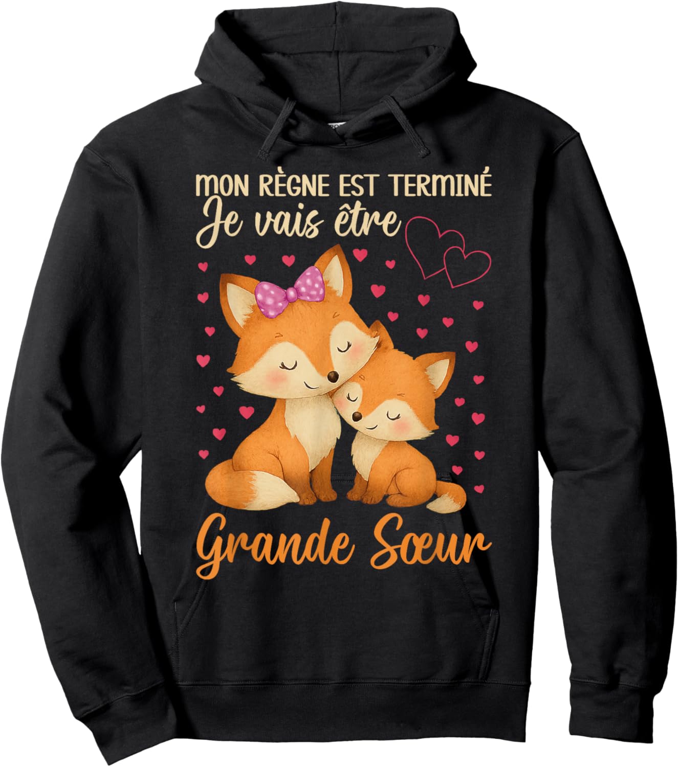 Big Sister Fox I'm Going To Be Senior Sister Announcement Baby Hoodie - Hoodie | Black