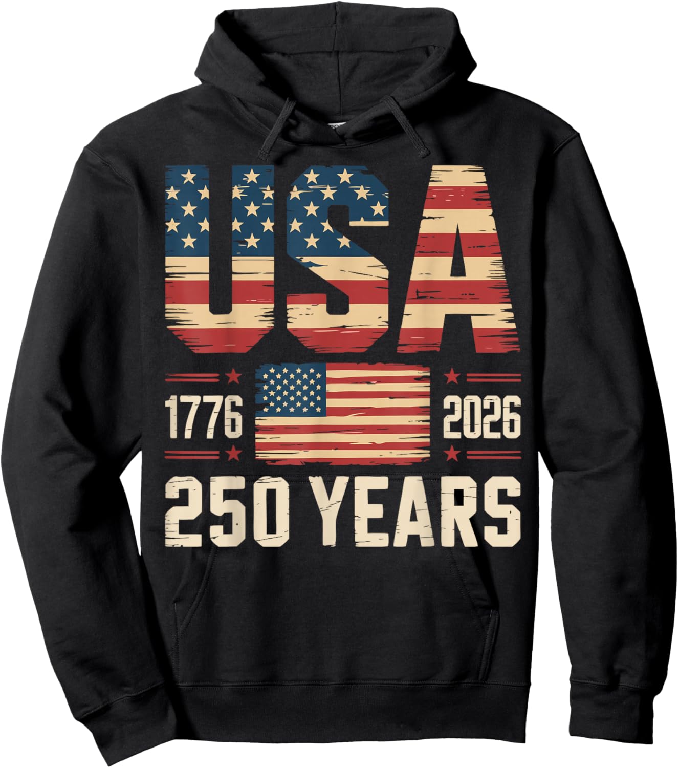 250 Years USA Flag American 250th Anniversary 4th of July Hoodie - Hoodie | Black