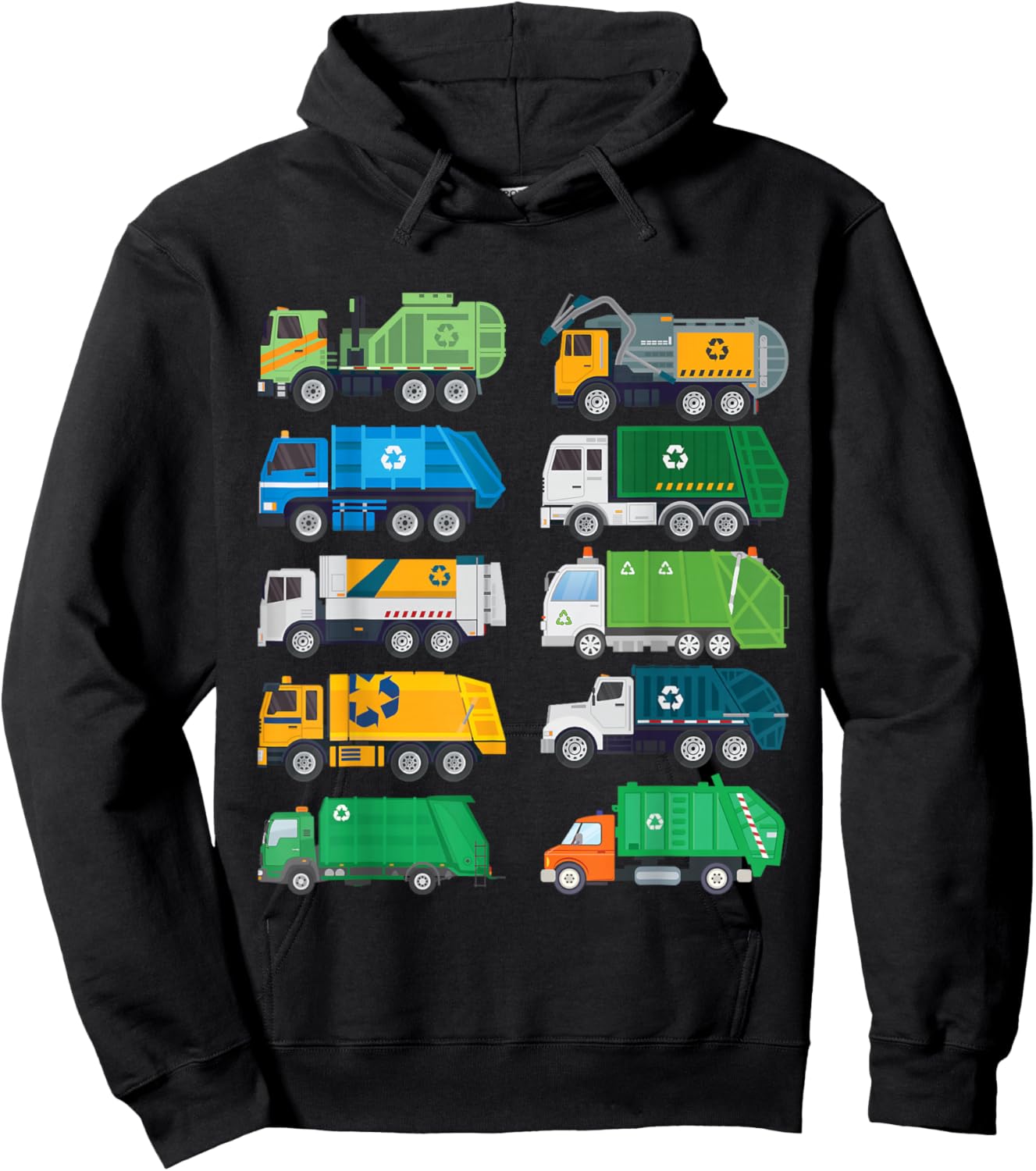 Garbage Truck Recycling Day Trash Waste Separation Trucks Hoodie - Hoodie | Black