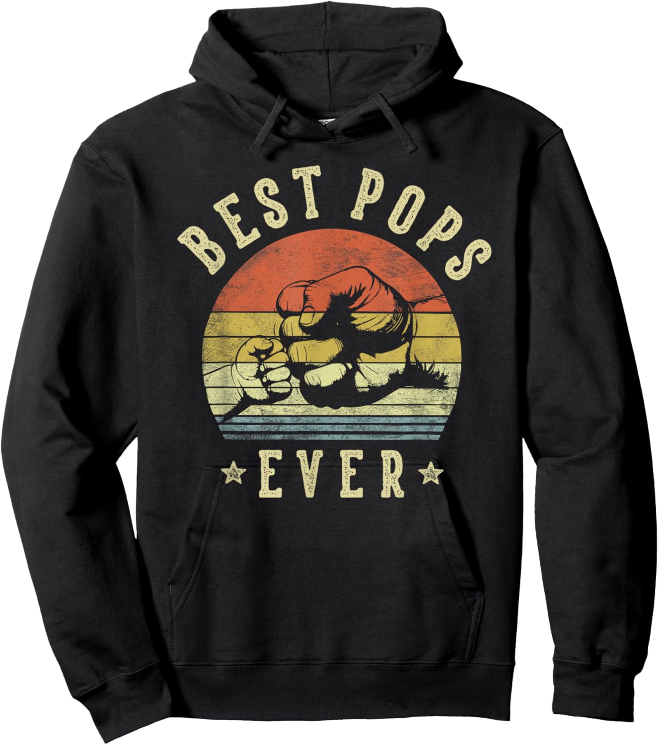 Best Pops Ever - Retro Fist Bump Vintage Design Pops Hoodie - Hoodie | Black