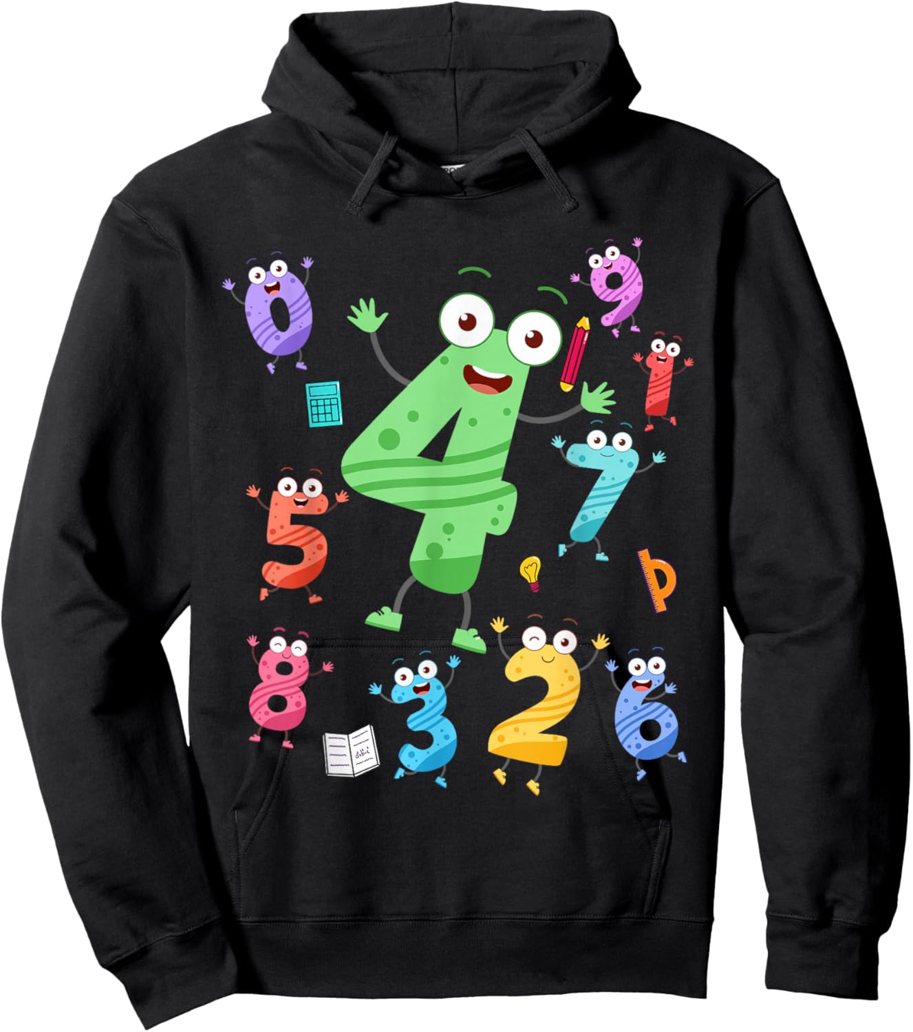 Maths Day Number Costume With Number 4 Idea For Kids Number Hoodie - Hoodie | Black