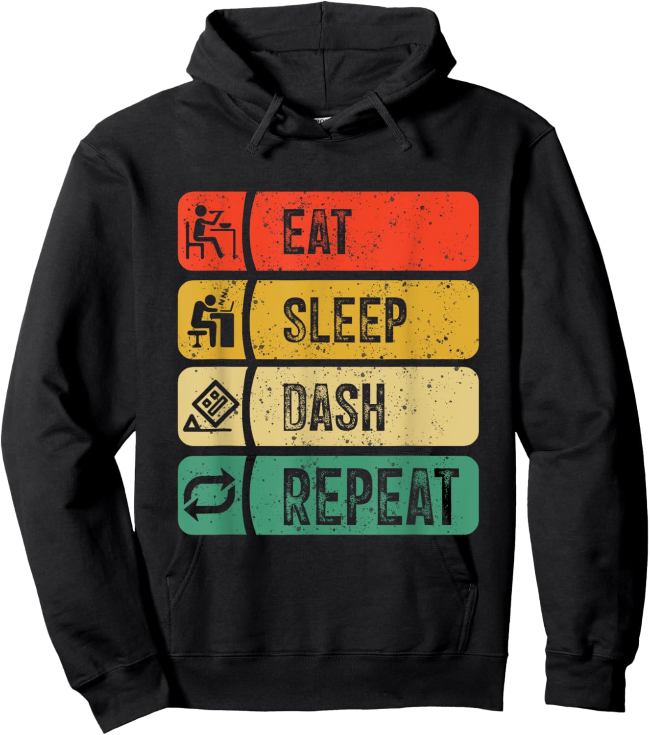 Eat Sleep Dash Repeat Video Game Geometry Video Gamer Hoodie - Hoodie | Black