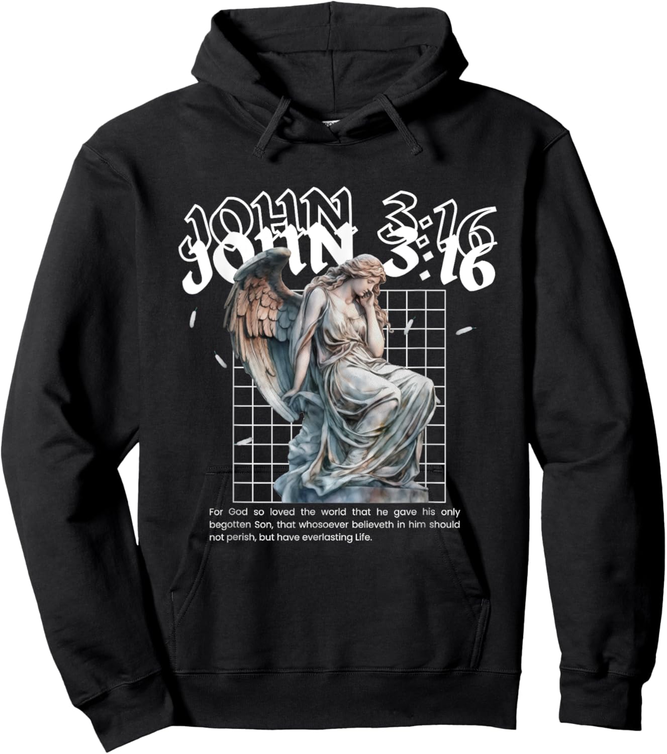 John 3:16 Bible Verse Streetwear - Christian Bible Verse Hoodie - Hoodie | Black