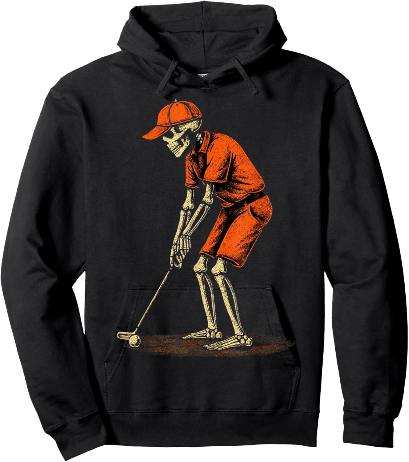 Skeleton Golf Halloween Golfer Golf Player Funny Man Dad Hoodie - Hoodie | Black