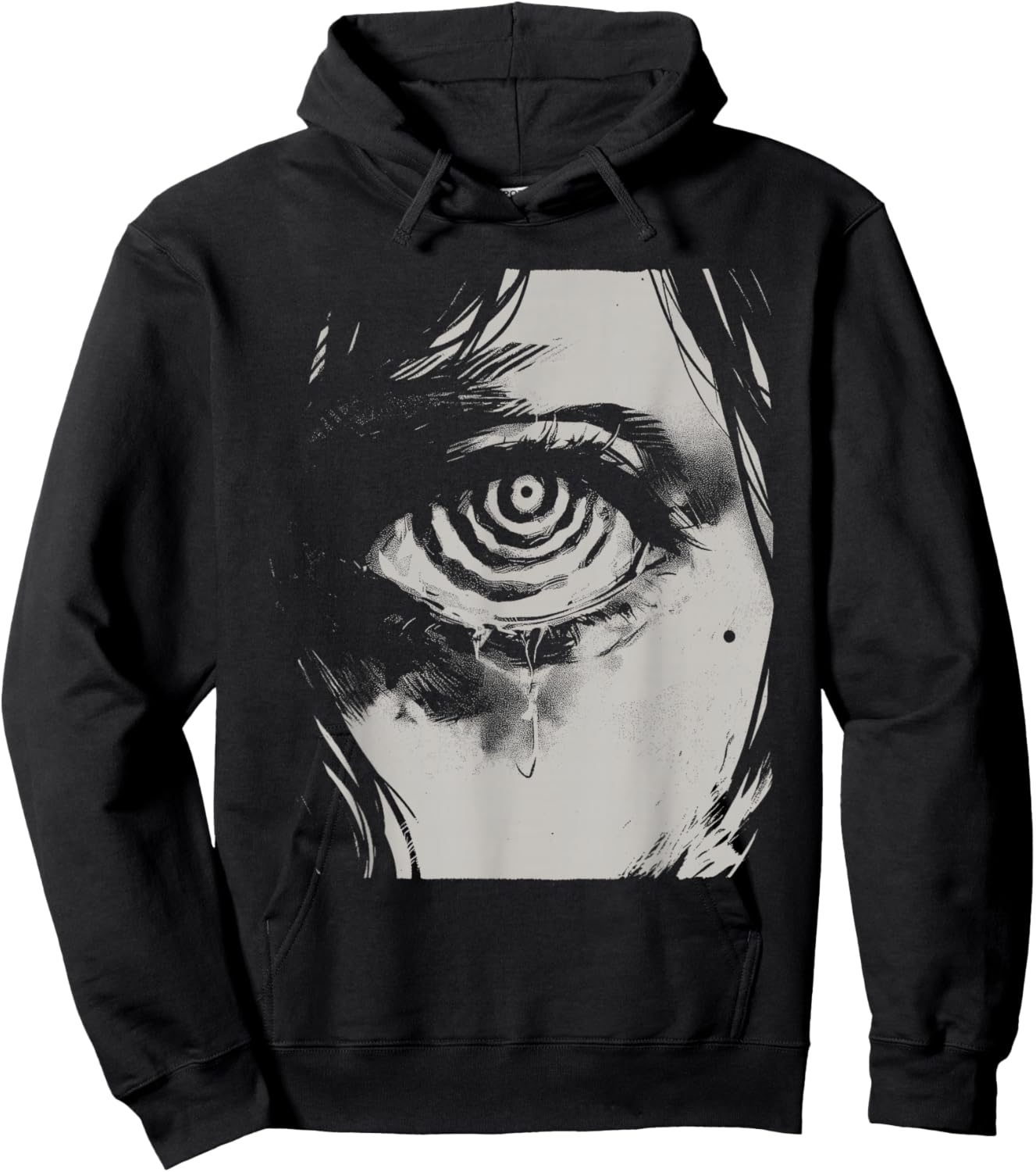 Grunge Horror Eye | Trippy Weirdcore Punk Creepy Anime Manga Hoodie - Hoodie | Black