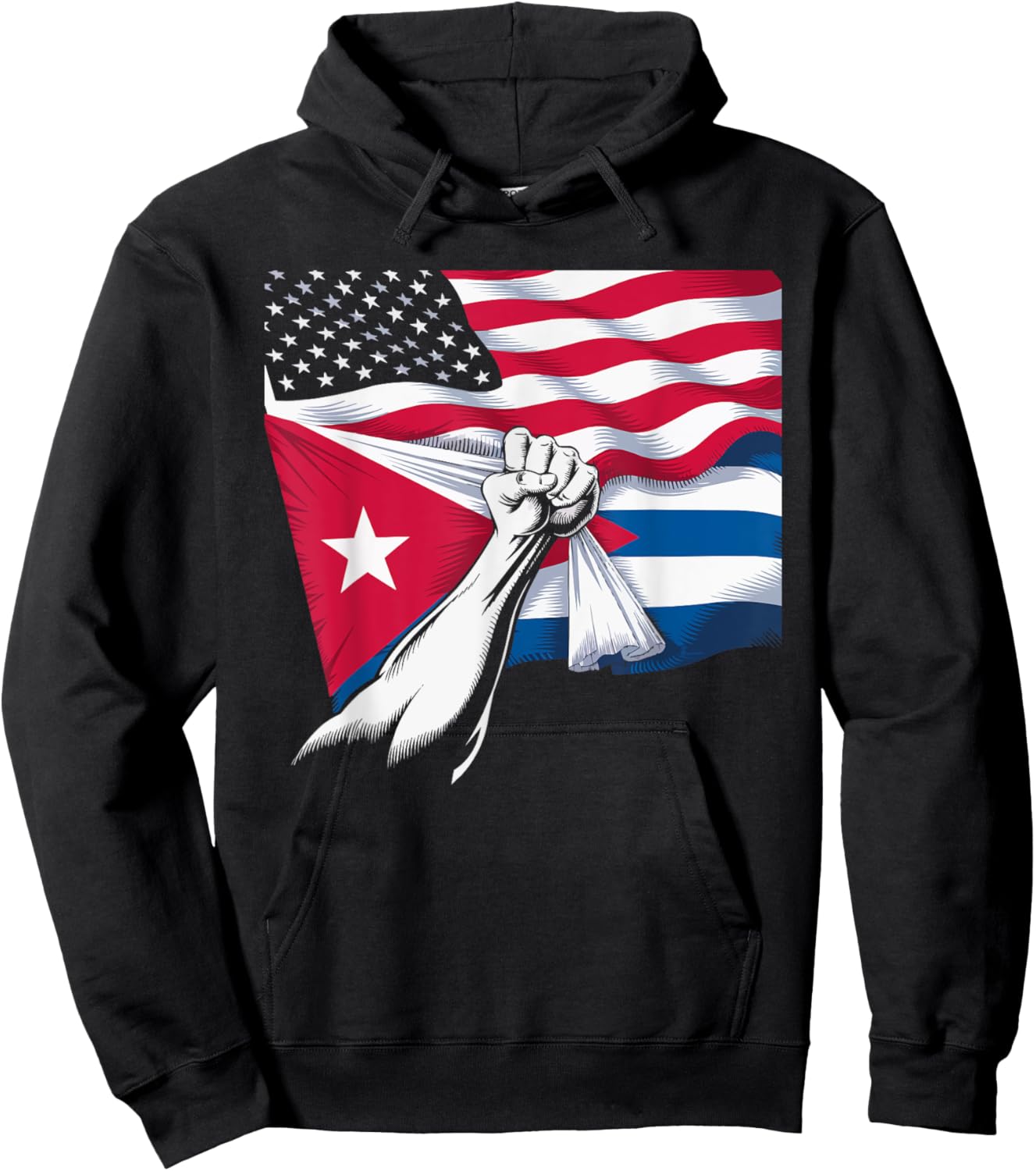 Half Cuban Half American Country USA Flag Cuba America Hoodie - Hoodie | Black