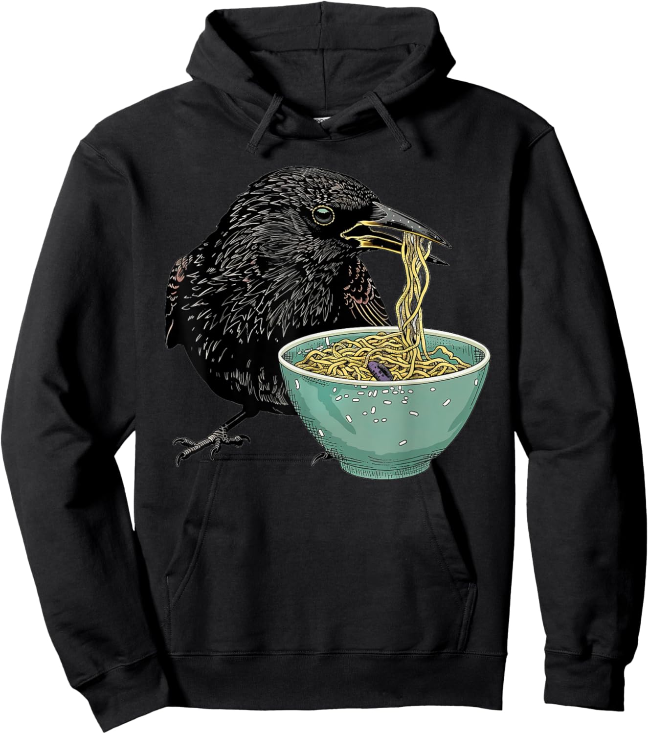 Starling Eating Ramen Hoodie - Hoodie | Black