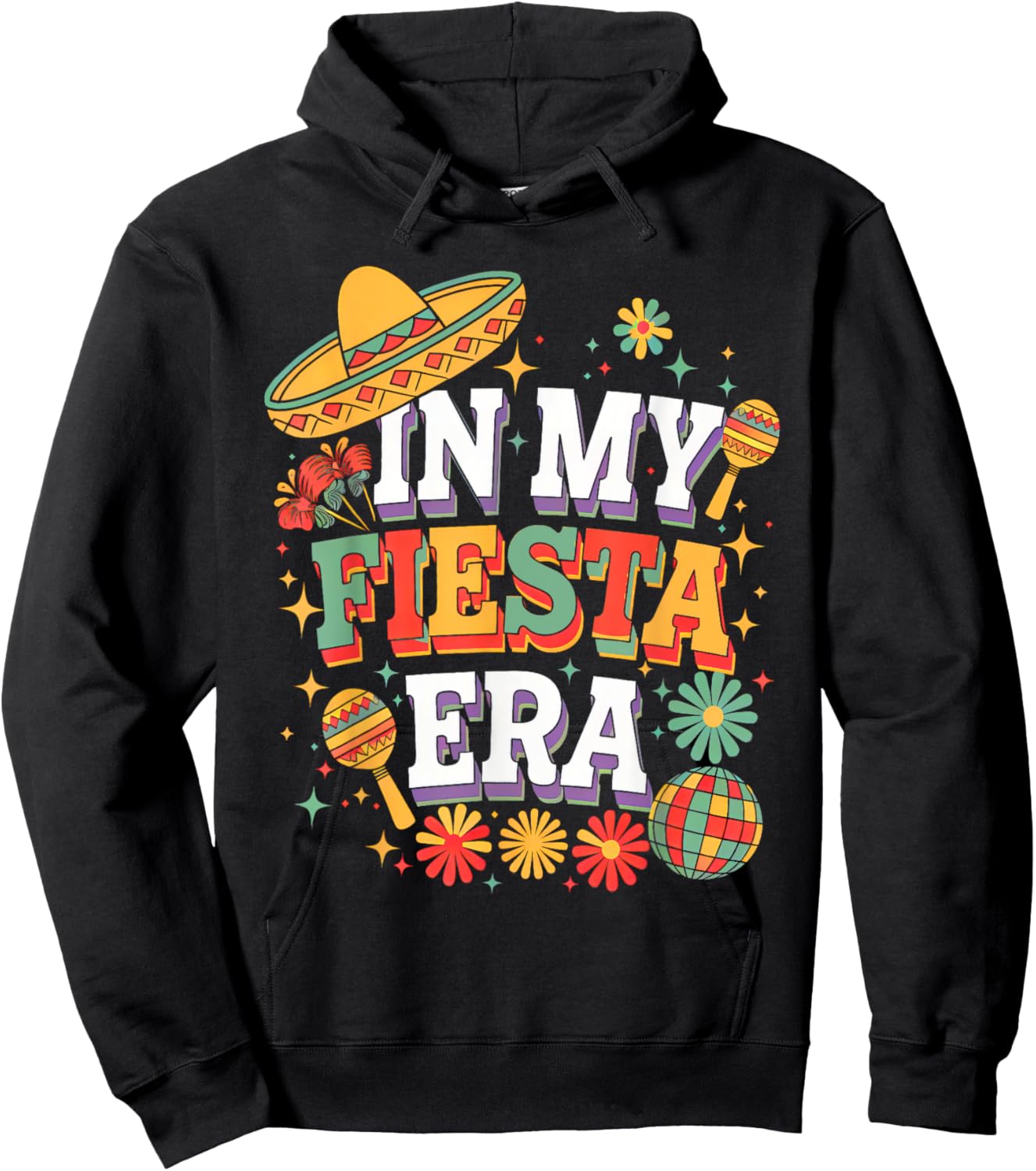 In My Fiesta Era Retro Cinco De Mayo Groovy Girls Hoodie - Hoodie | Black