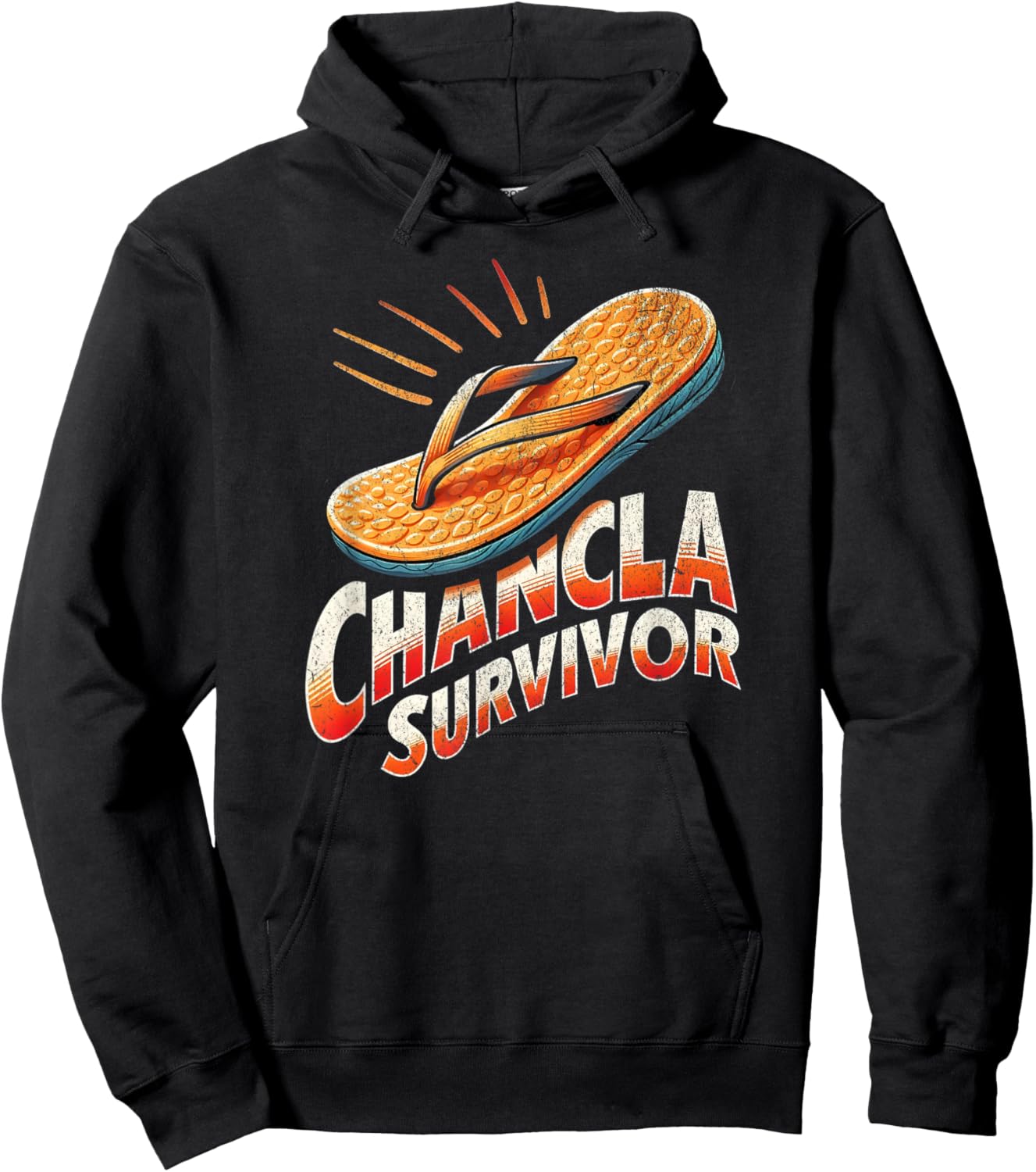 Chancla Survivor Funny Sarcastic Vintage Latino Hoodie - Hoodie | Black