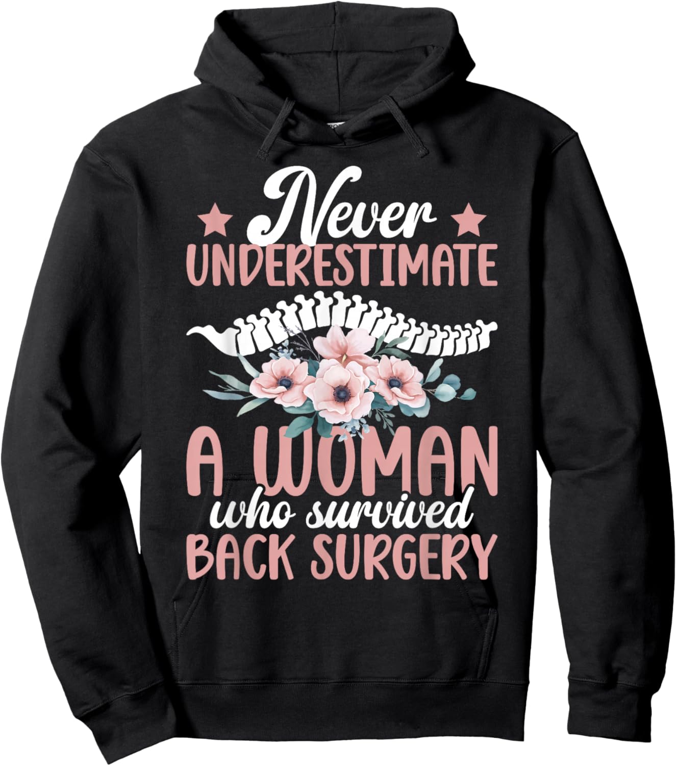 Proud Back Surgery Survivor Woman Back Surgery Recovery Hoodie - Hoodie | Black
