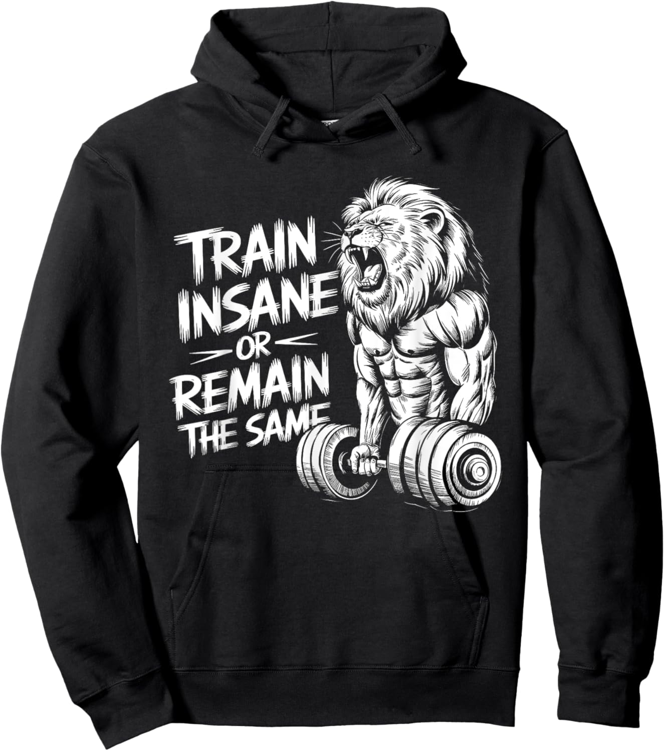 Train Insane or Remain the Same - Lion Lifting Dumbbells Hoodie - Hoodie | Black