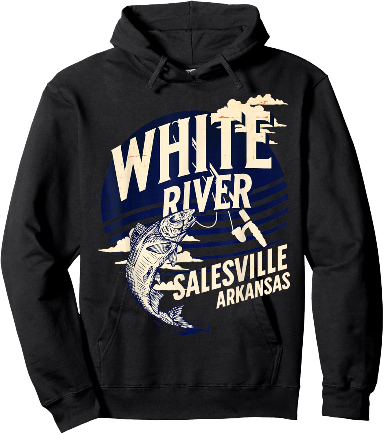 White River Salesville Arkansas Fly Fishing Trout Souvenir Hoodie - Hoodie | Black