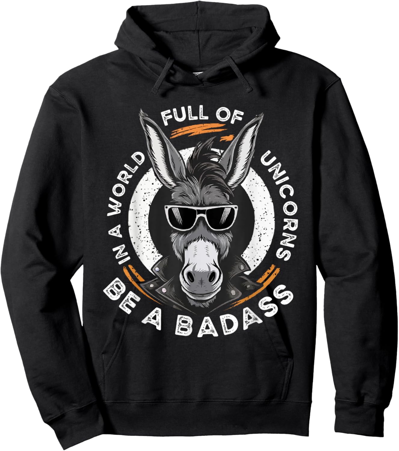Animal Lover World Of Unicorns Badass Donkey Hoodie - Hoodie | Black