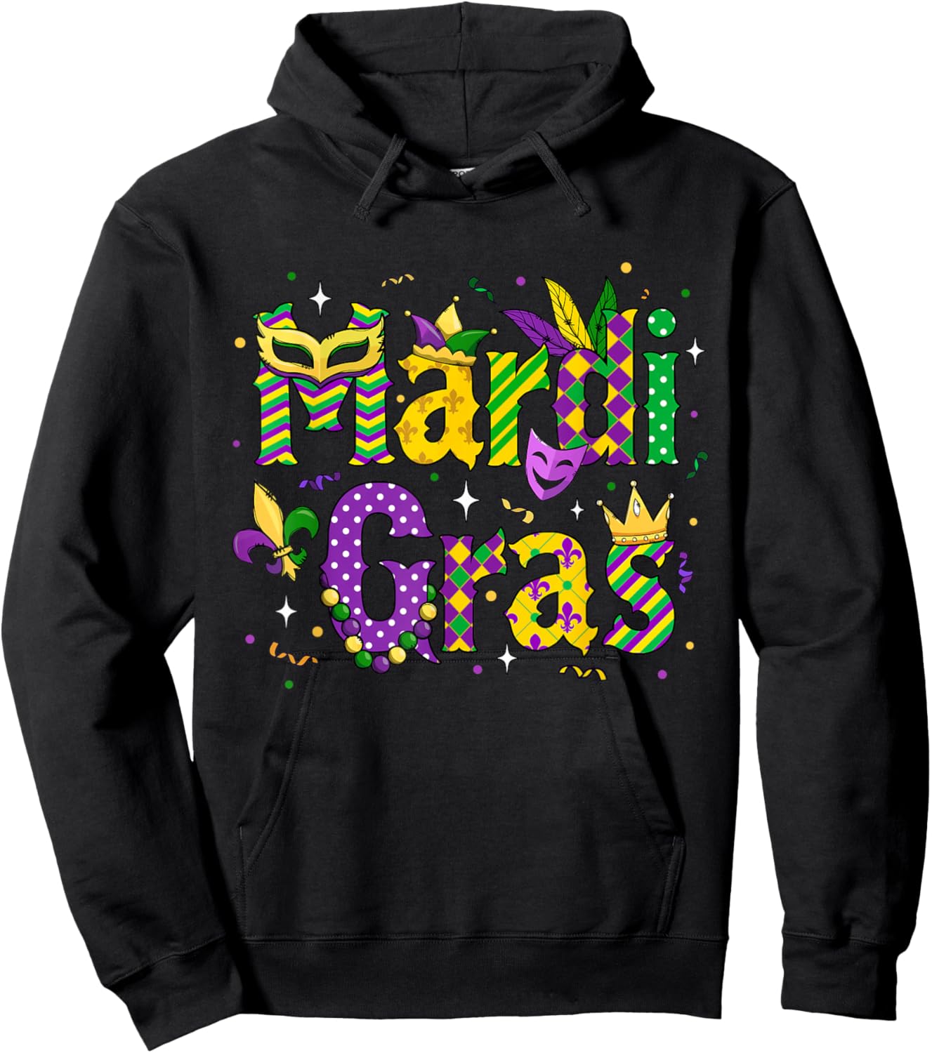 Funny Mardi Gras Parade Outfit Jester Hat Men Women Kids Hoodie - Hoodie | Black