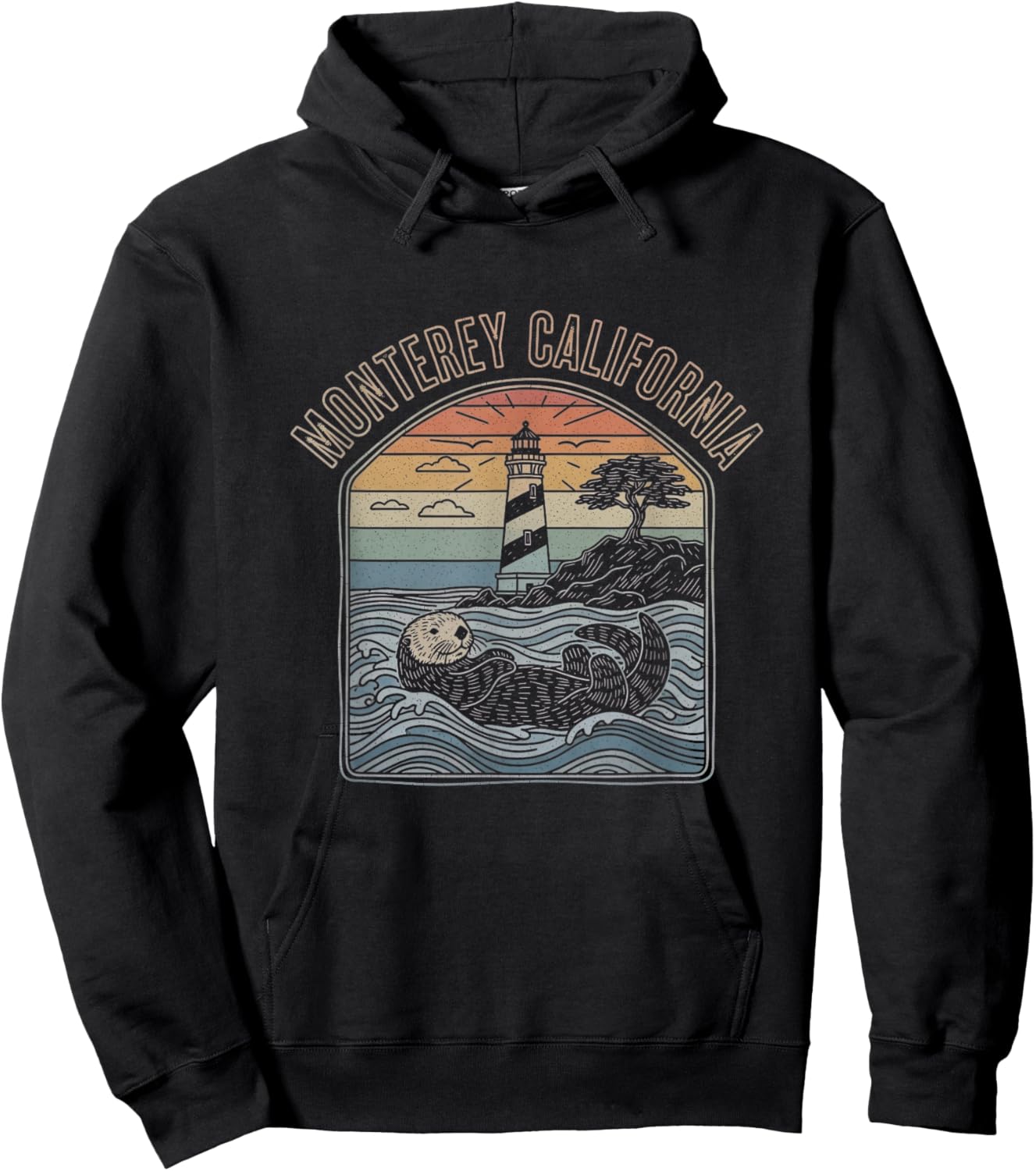 Retro Monterey California Drawing Art Design Hoodie - Hoodie | Black