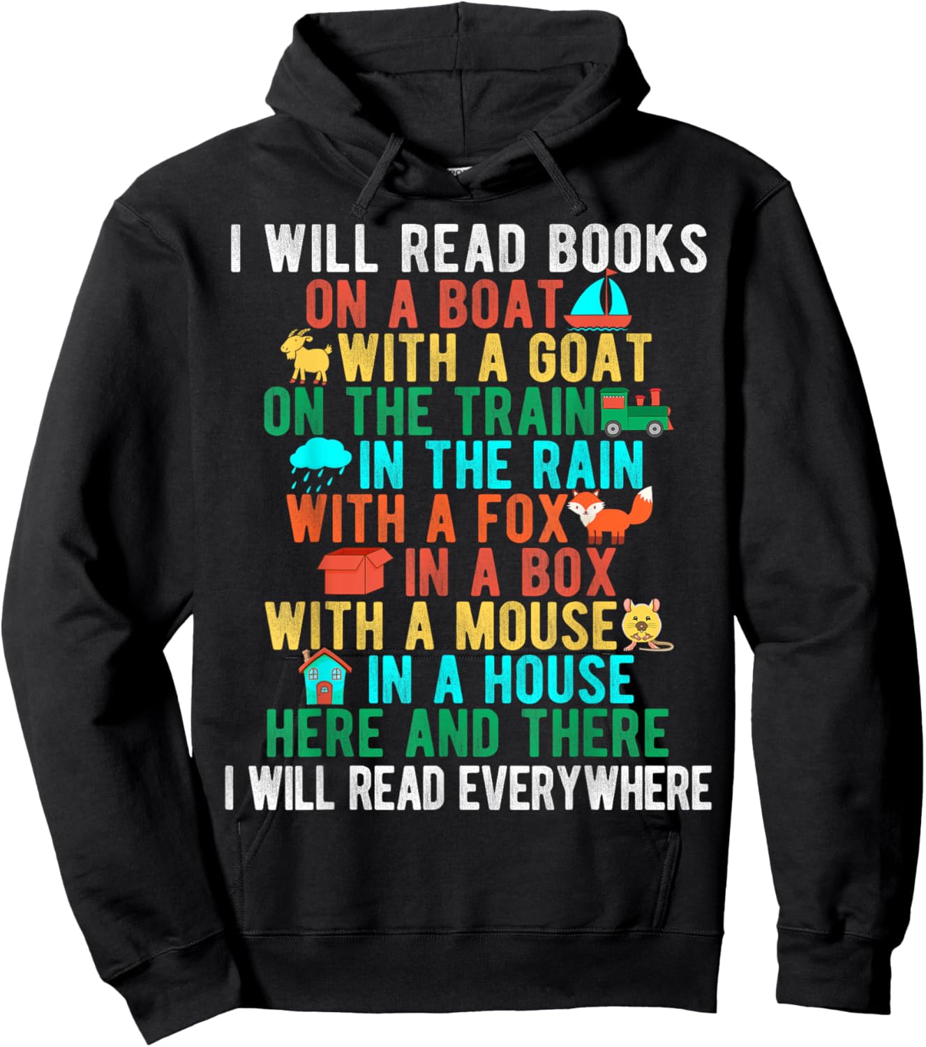 I Will Read Book on Boat Funny Words for Kids Hoodie - Hoodie | Black