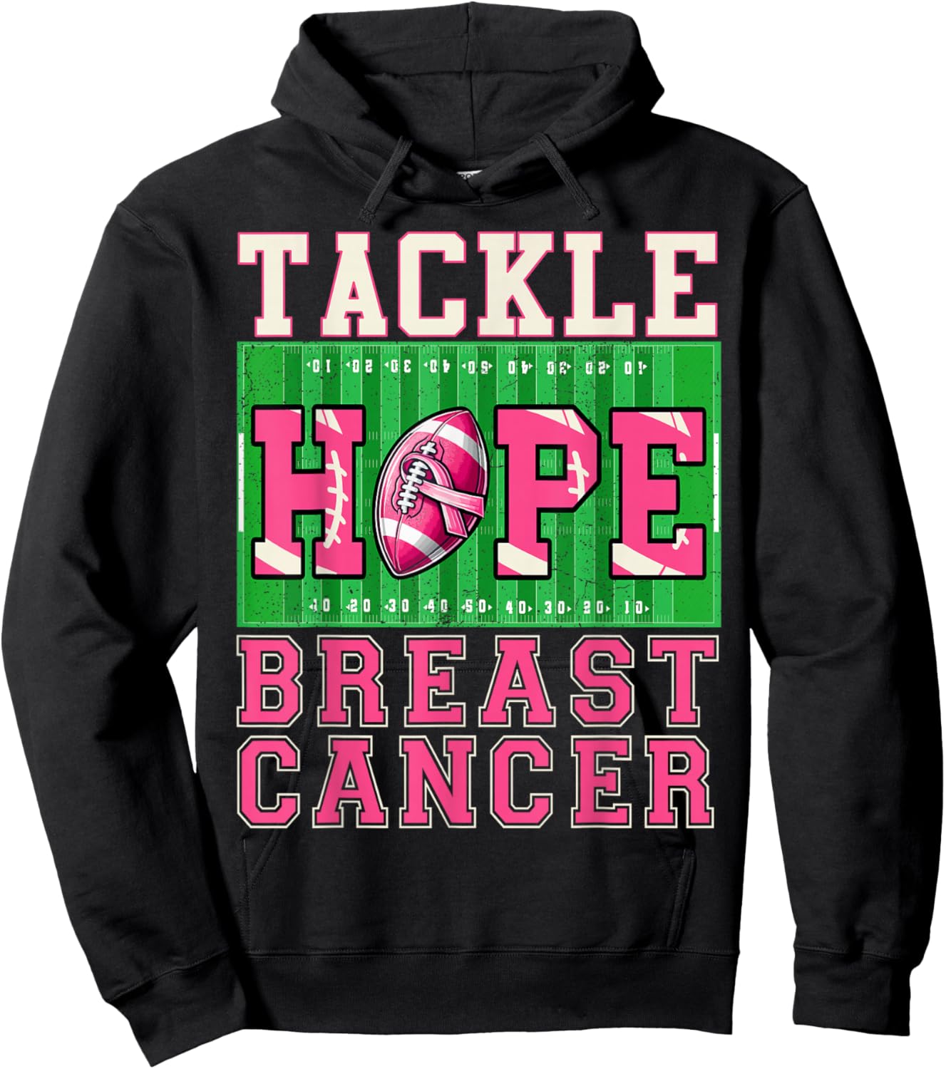 Tackle Breast Cancer Awareness Football Women Boys Kids Hoodie - Hoodie | Black