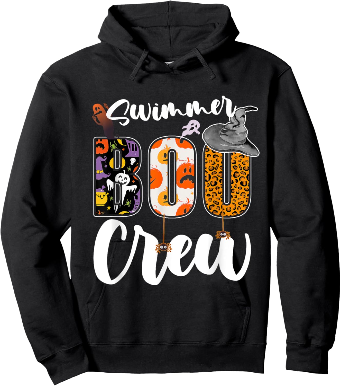 Swimmer Boo Crew Halloween Matching Swim Coach Hoodie - Hoodie | Black