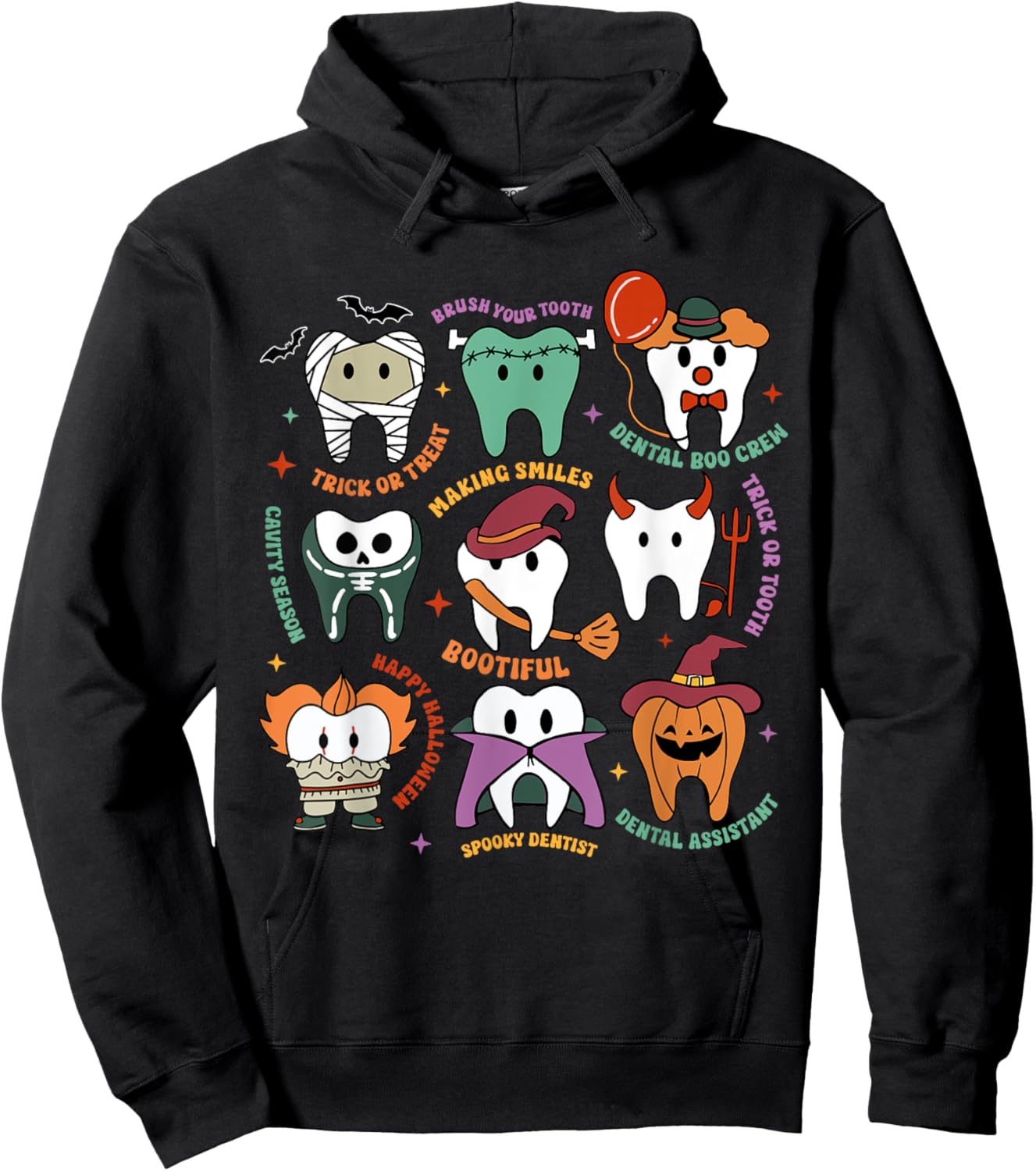 Halloween Dental Boo Crew Dentist Costume Teeth Women Men Hoodie - Hoodie | Black