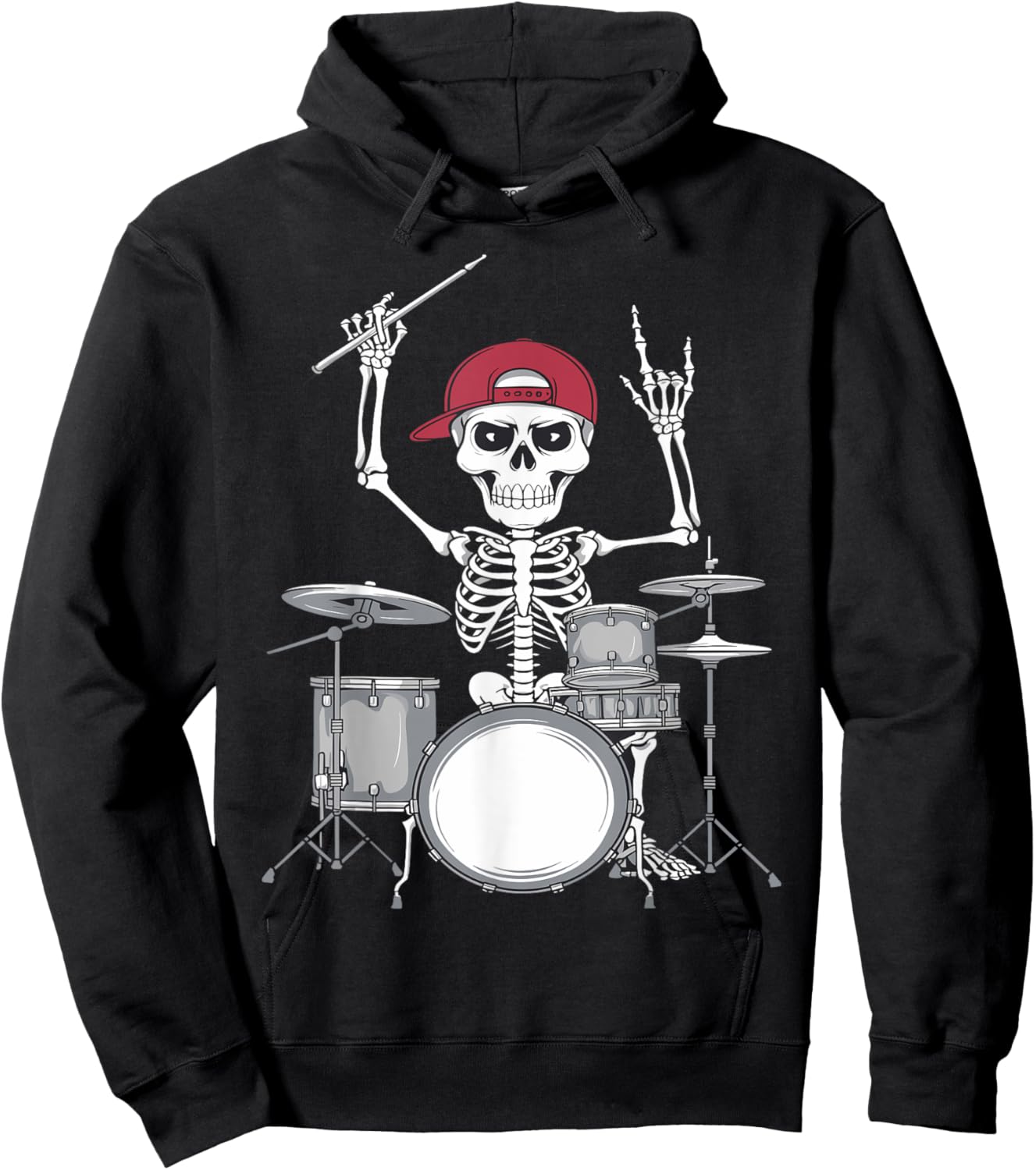 Skeleton Drummer Halloween Costume Playing Drums Boys Men Hoodie - Hoodie | Black