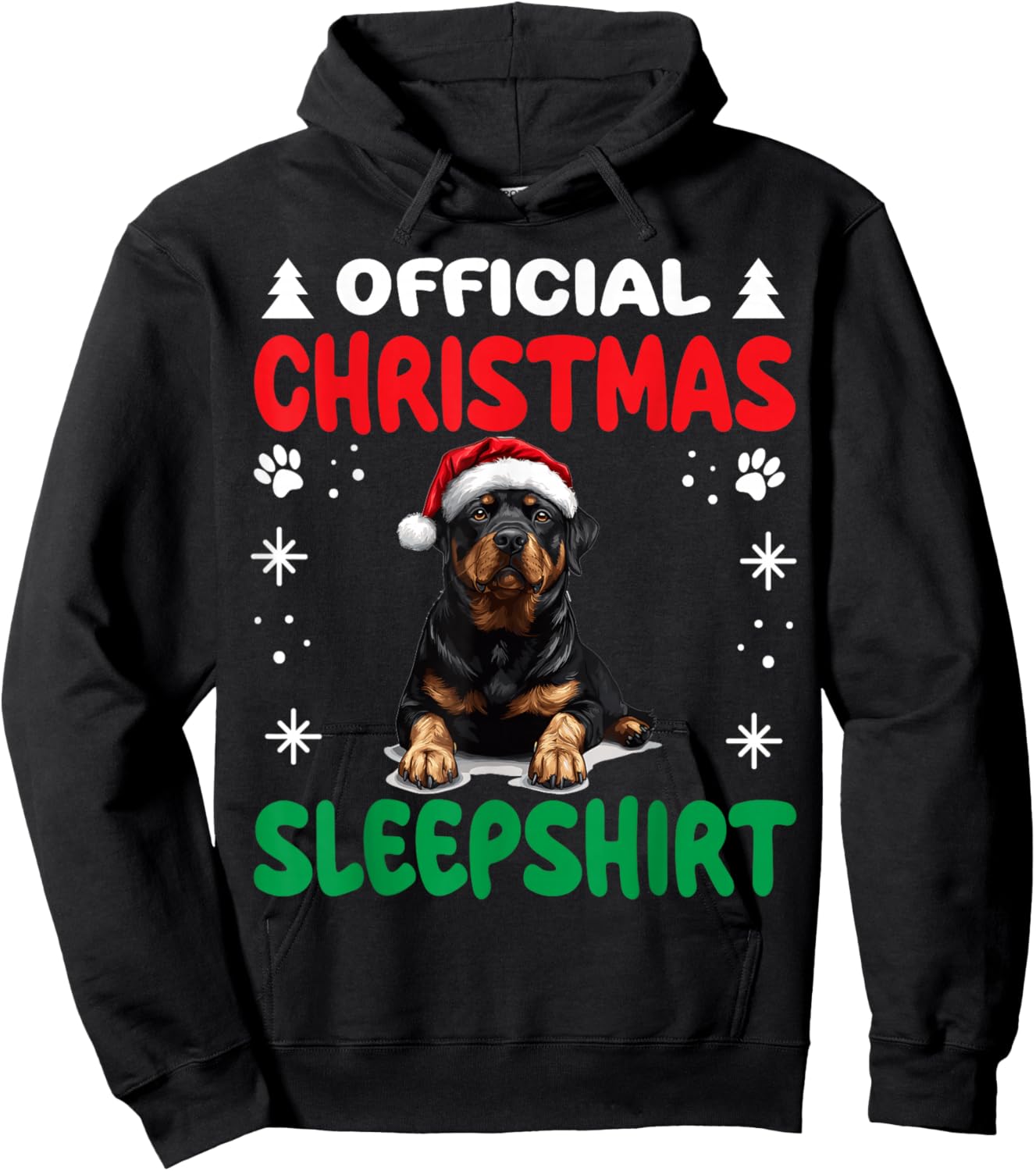 Rottweiler dog Dog Christmas Pajama Official Christmas Hoodie - Hoodie | Black