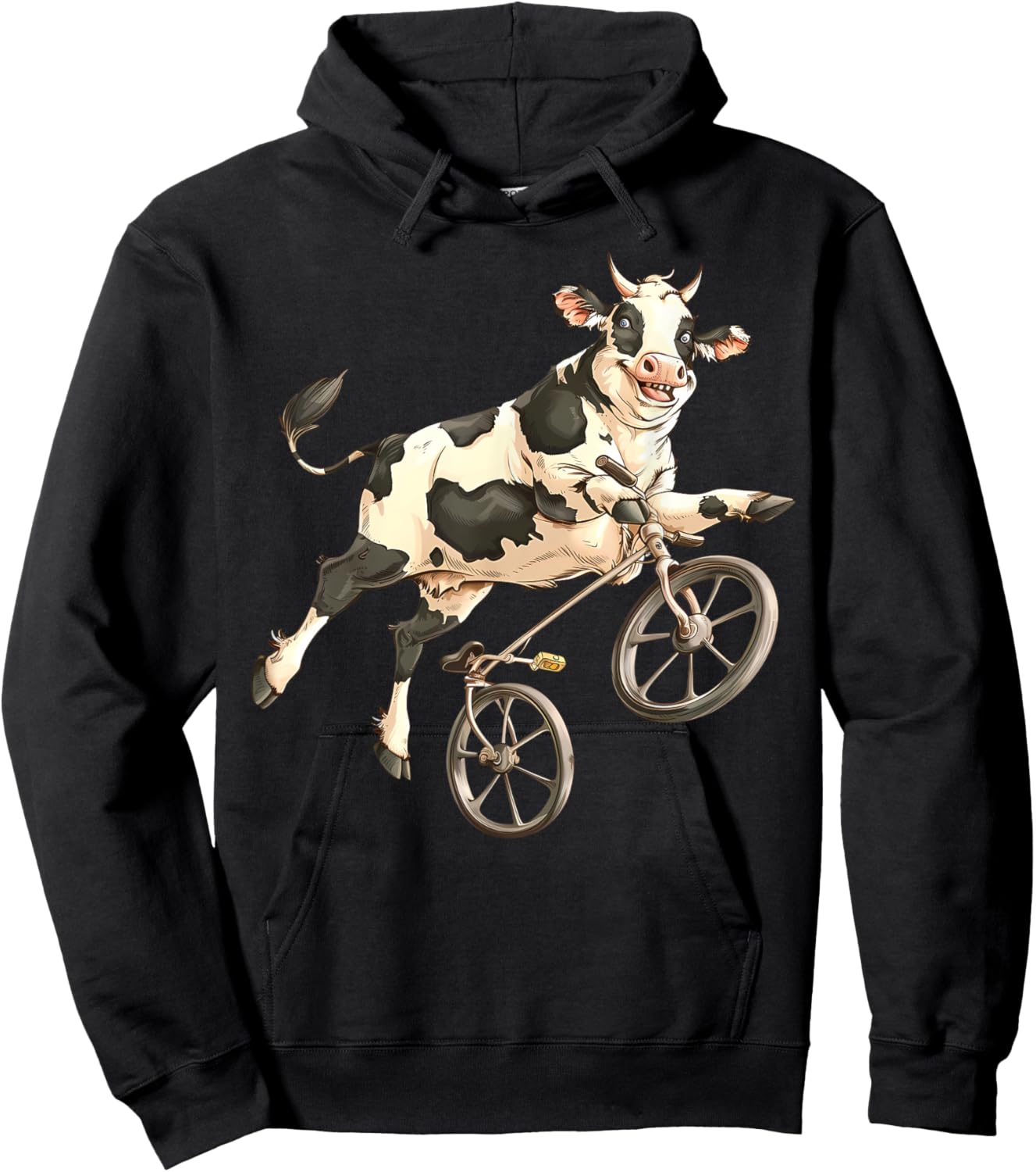 Cow Riding Bicycle Cute Biker Cyclist Cycling Cow Farmer Hoodie - Hoodie | Black