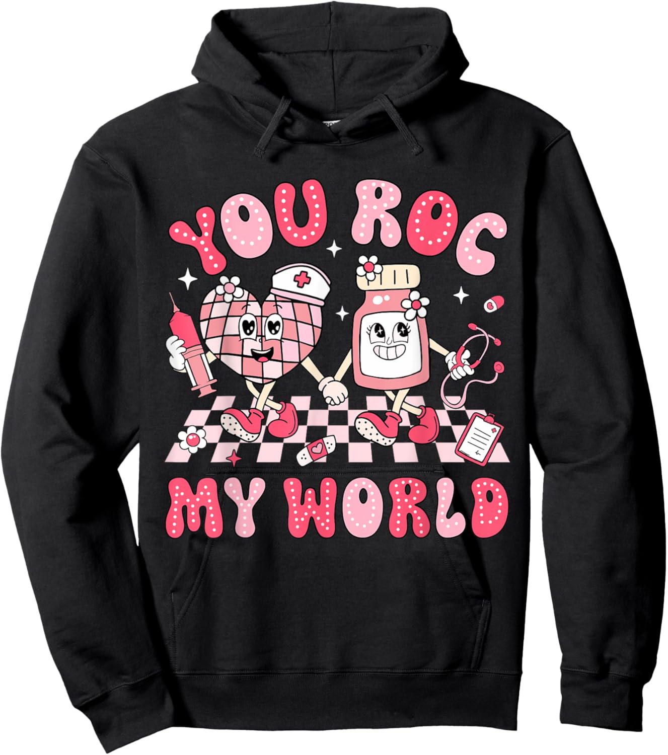 You Roc My World Nurse Valentine Day ER ICU NICU RN Nurse Hoodie - Hoodie | Black