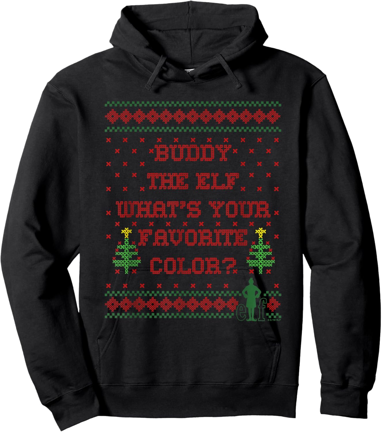 Elf What's Your Favorite Color Faux Sweater Hoodie - Hoodie | Black