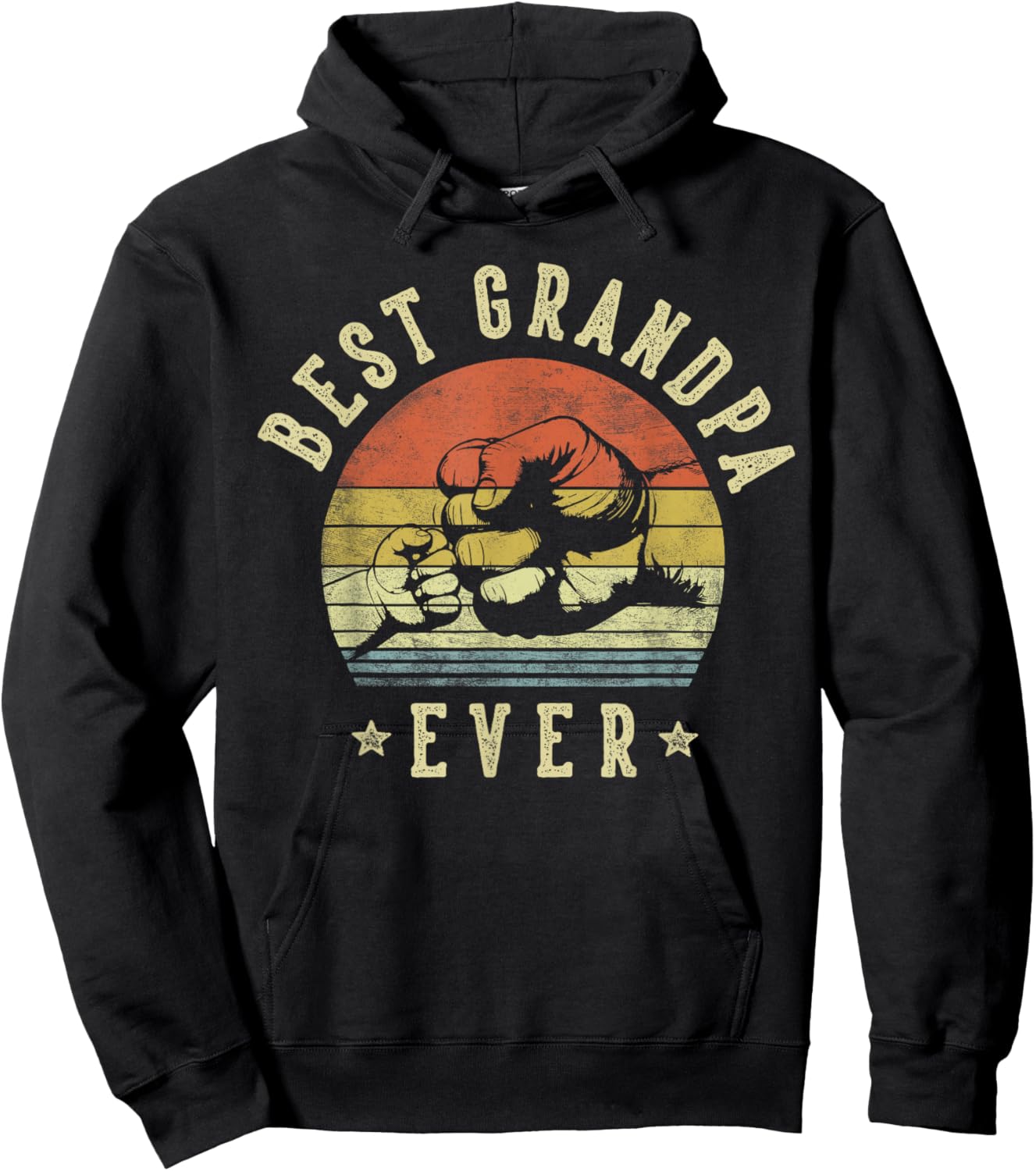 Best Grandpa Ever - Retro Fist Bump Vintage Design Grandpa Hoodie - Hoodie | Black
