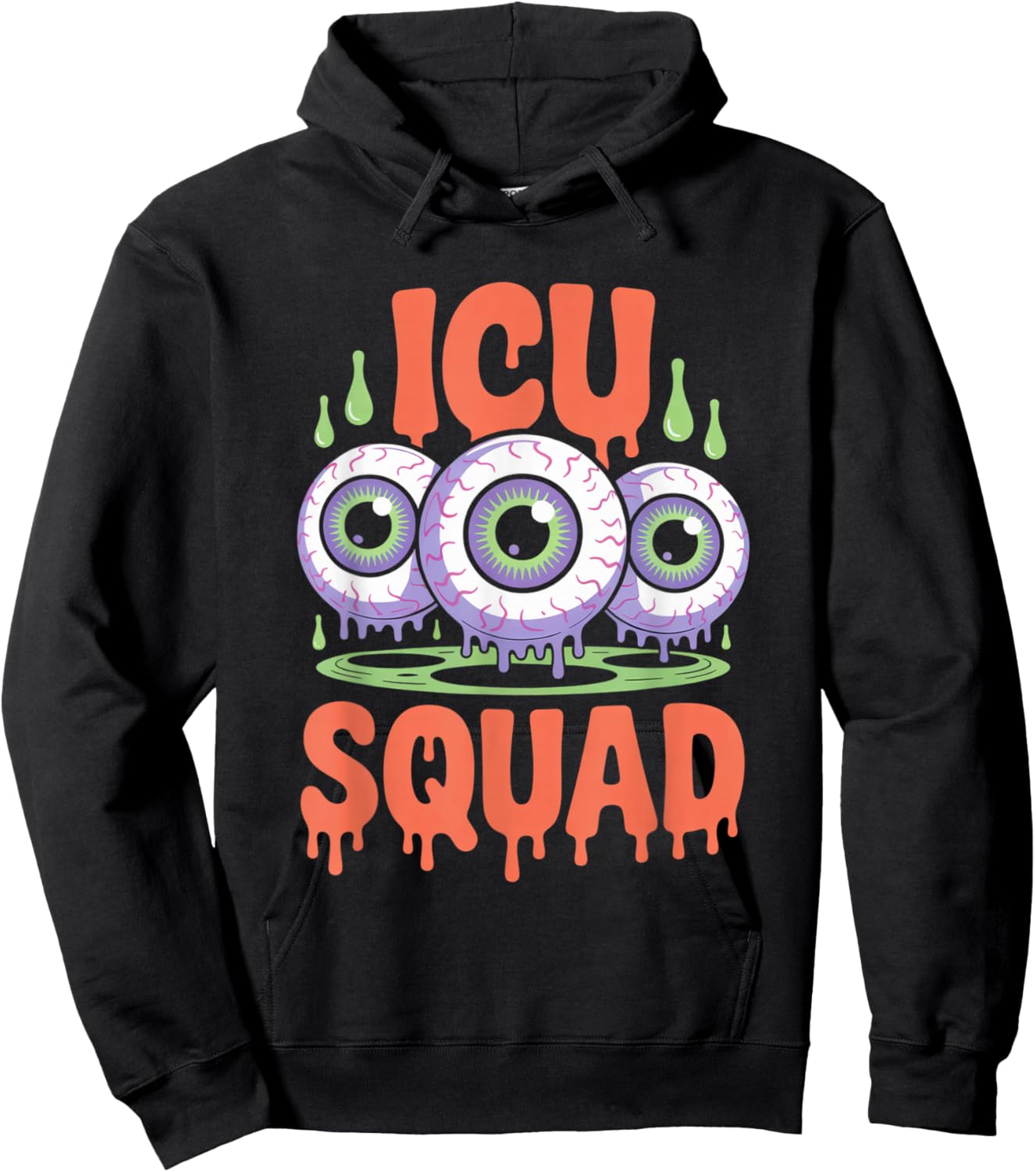 ICU Squad Funny Eyeball Halloween Costume Graphic Hoodie - Hoodie | Black