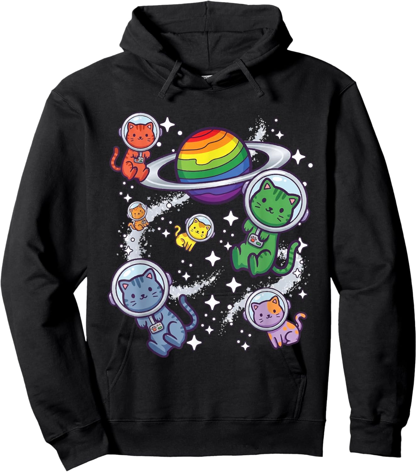 Schwule Astronauten Katzen Lesbian Pride Rainbow Queer Homosexuell CSD LGBT Hoodie - Hoodie | Black