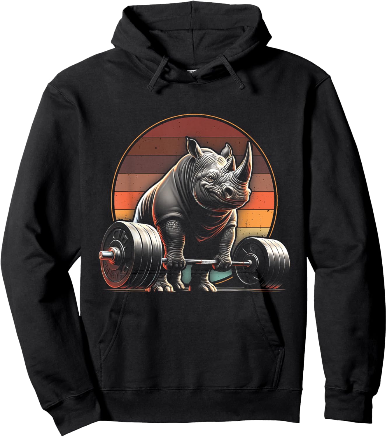 Rhinoceros Powerlifting Weightlifting Gym Rhino Lovers -Adults, -Kids Black Animal Print Rhinoceros Hoodie - Hoodie | Black