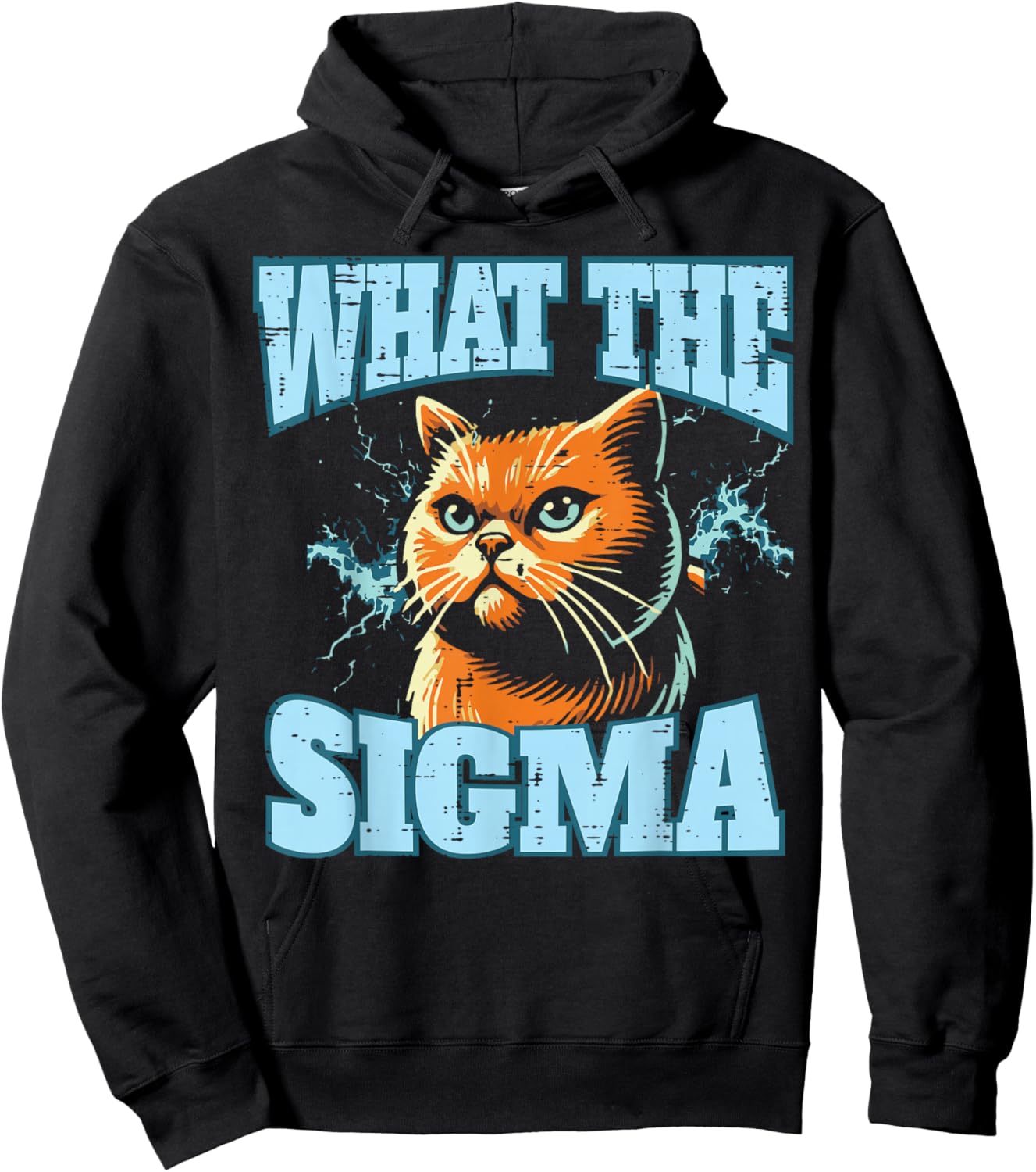 What The Sigma Cat Lightning Funny Saying Women Men Kids Hoodie - Hoodie | Black