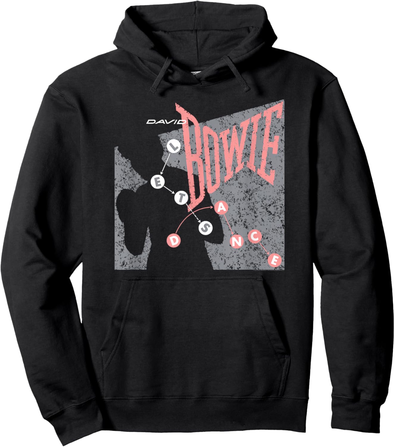 David Bowie Let's Dance Pink and Grey Hoodie - Hoodie | Black