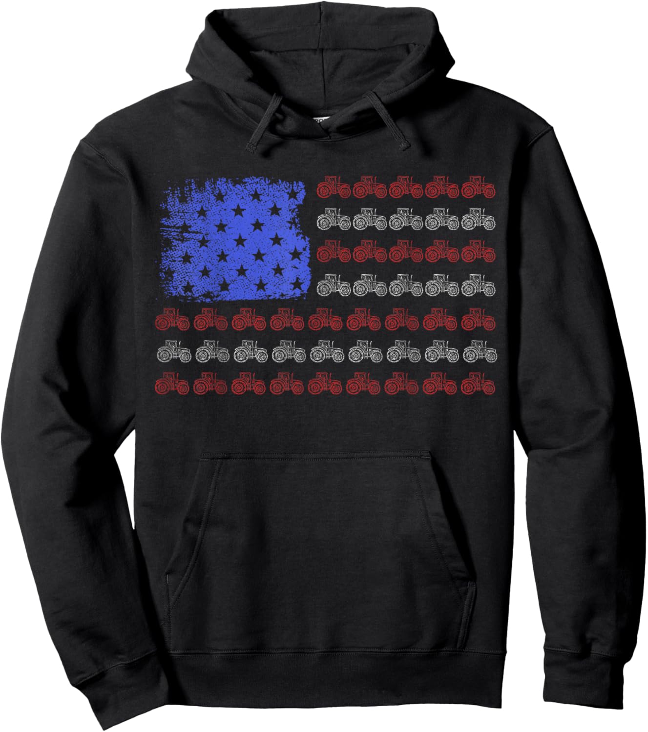 Farmer Tractor American Flag Patriotic Farming Hoodie - Hoodie | Black