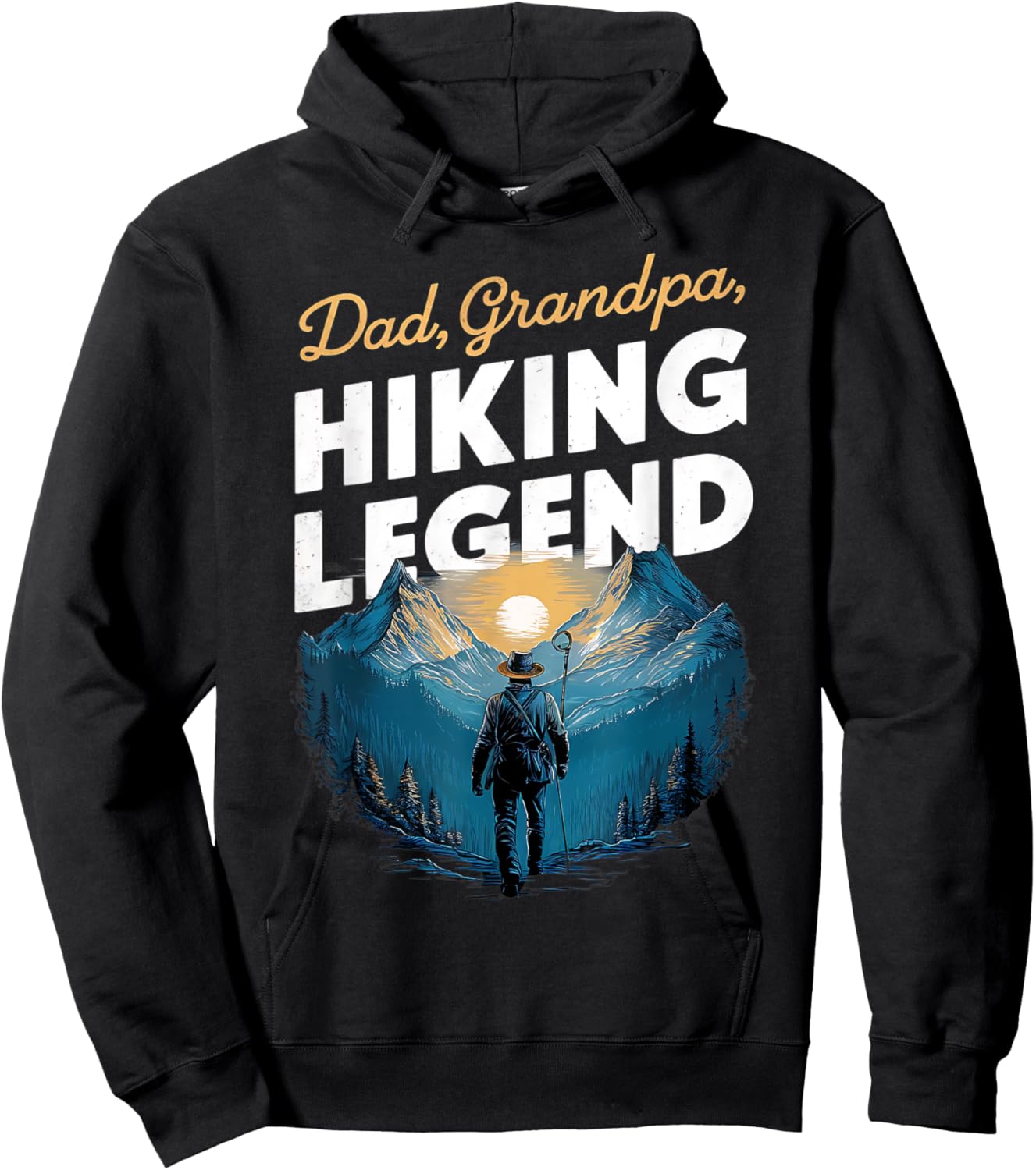 Father Day Dad Grandpa Hiking Legend New Hiker men Hiking Hoodie - Hoodie | Black