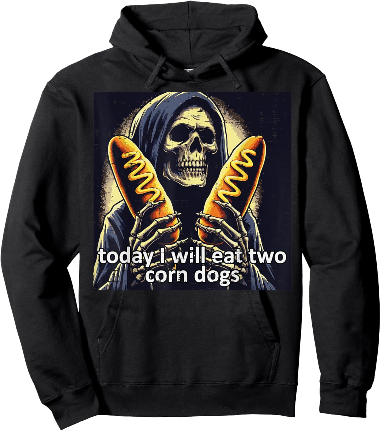 Today I Will Eat 2 Corn Dogs Skeleton Funny Saying Men Women Hoodie - Hoodie | Black