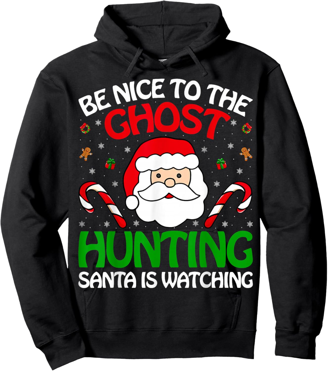 Ghost Hunting Santa Watching Christmas Paranormal Researcher Hoodie - Hoodie | Black