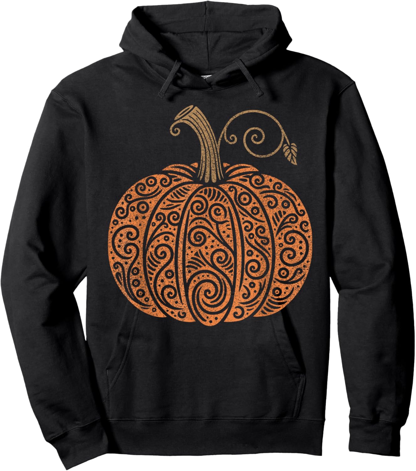 Vintage Pumpkin Women's Autumn Fall Thanksgiving Halloween Hoodie - Hoodie | Black